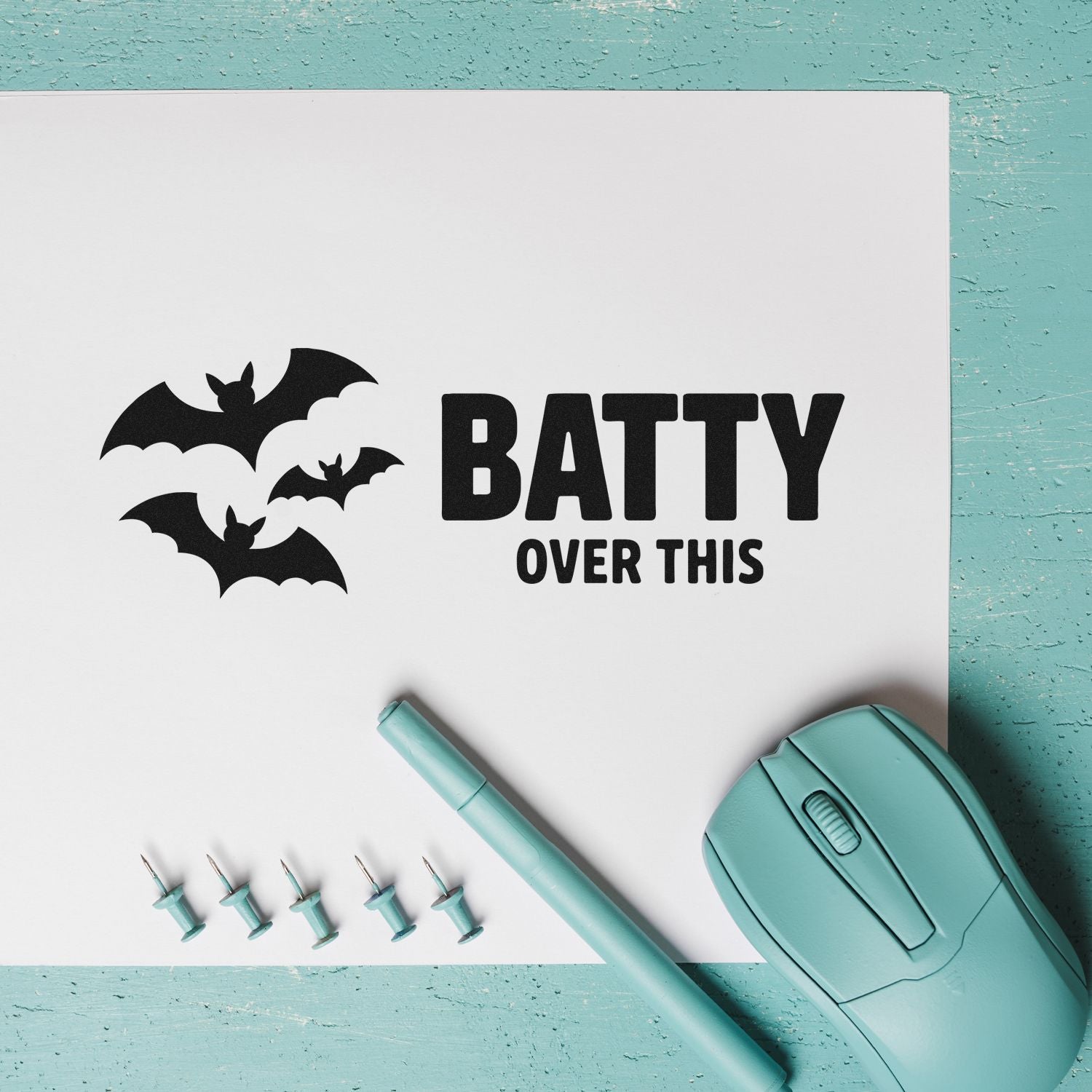 Batty Over This rubber stamp design with flying bats for Halloween crafts, card making, and spooky DIY projects