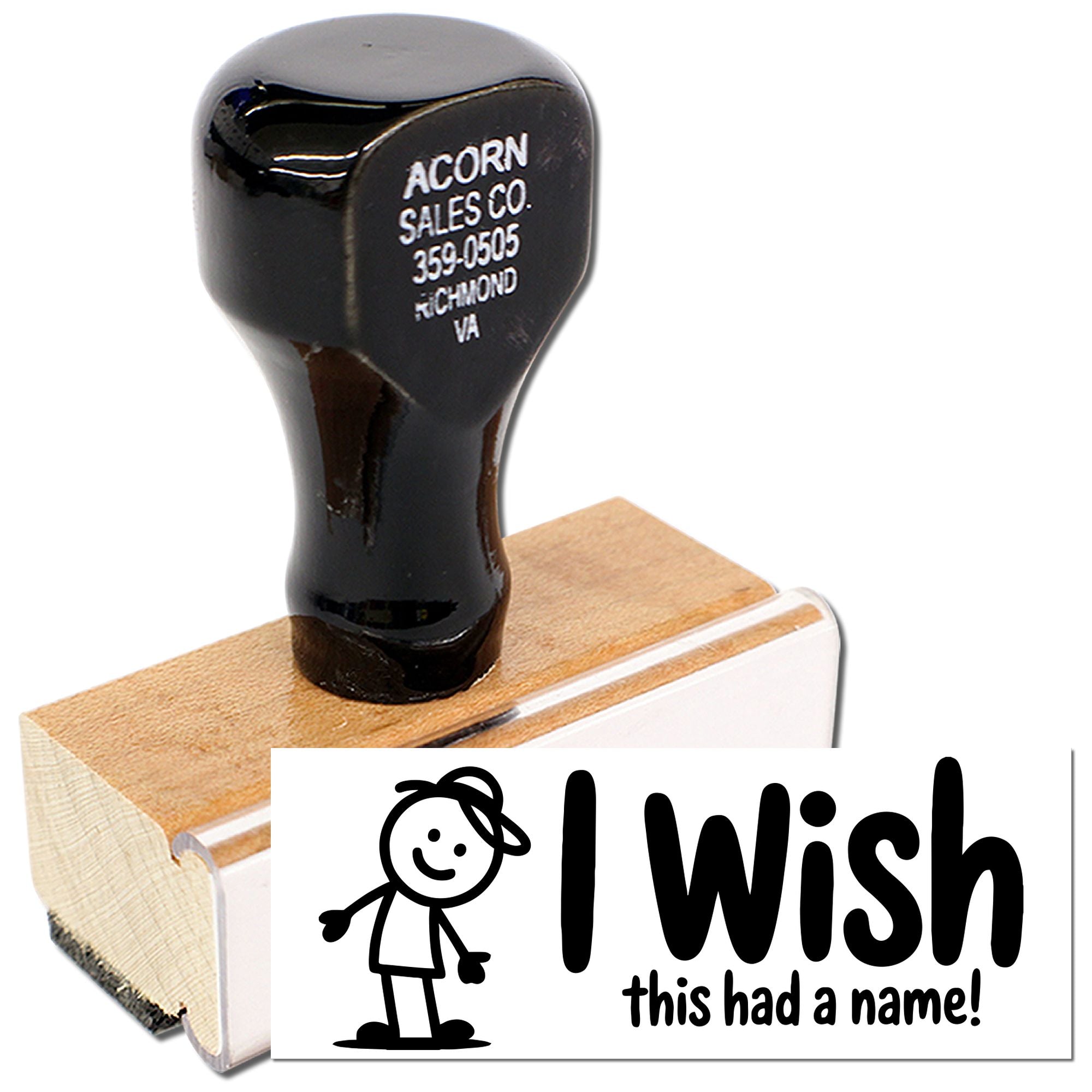 Custom rubber stamp with I wish this had a name! design for playful personalized branding and labeling.