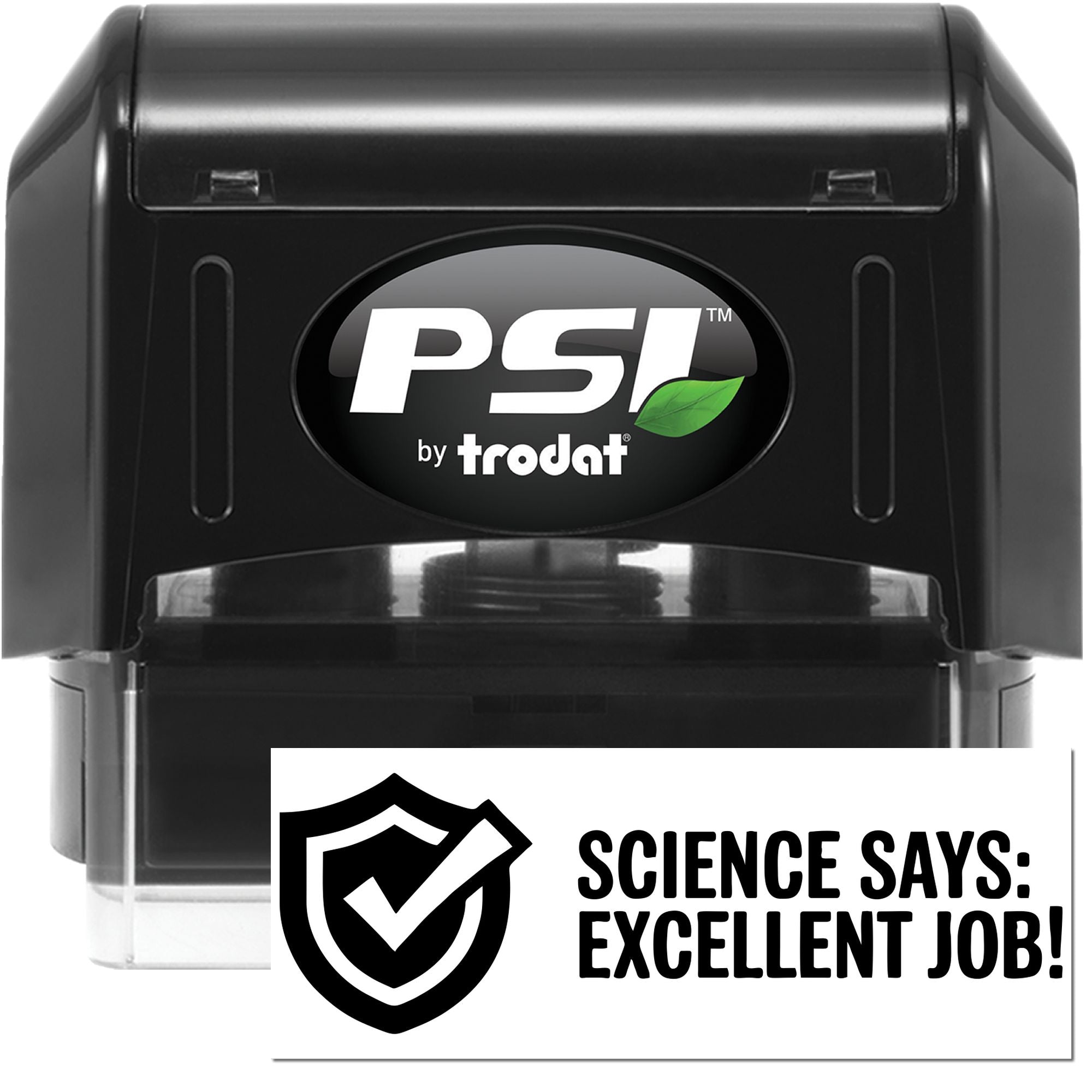 PSI by Trodat self-inking rubber stamp with Science Says: Excellent Job! design for teacher grading and classroom rewards.