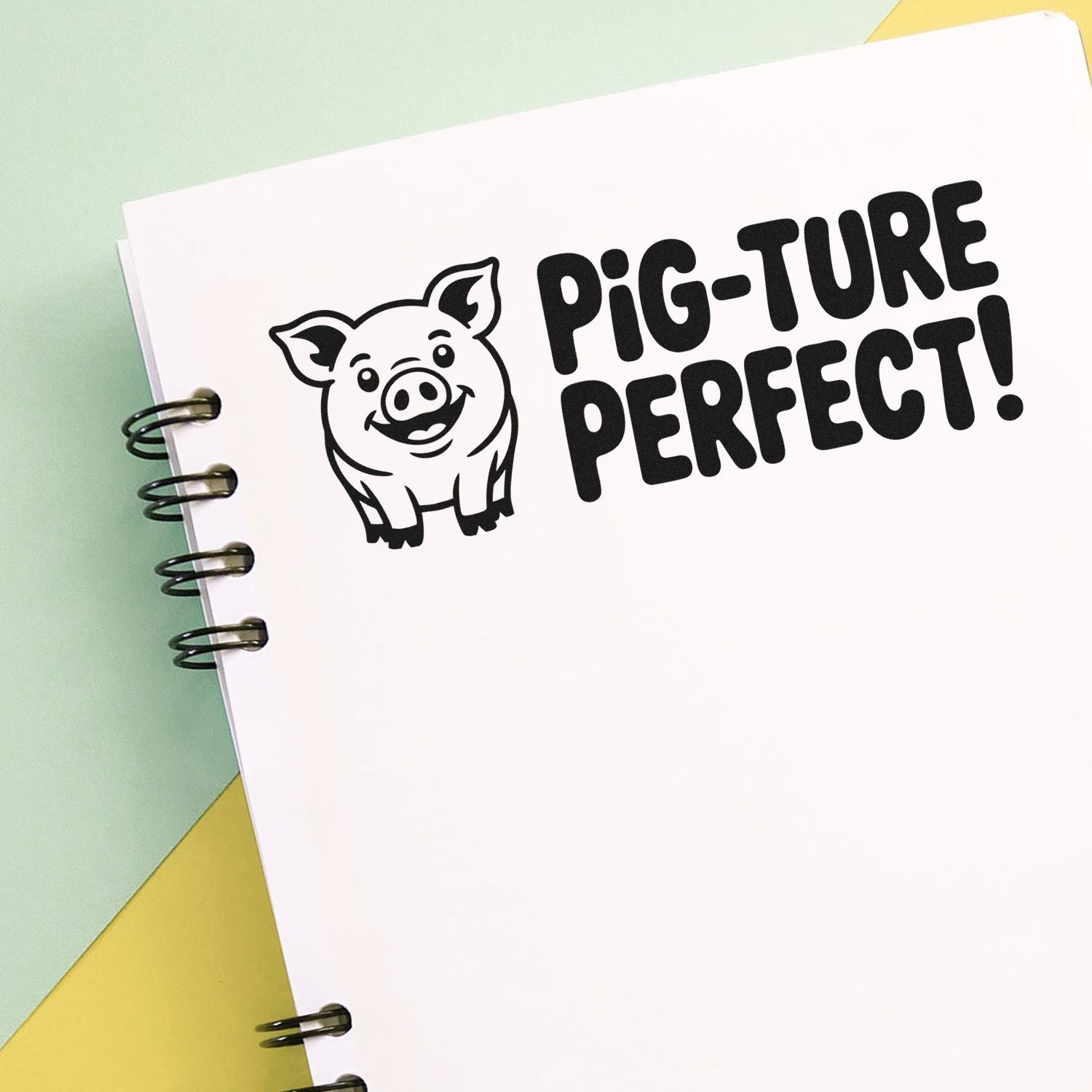 Pig-Ture Perfect pig rubber stamp design for crafting, scrapbooking, and farm-themed stationery.