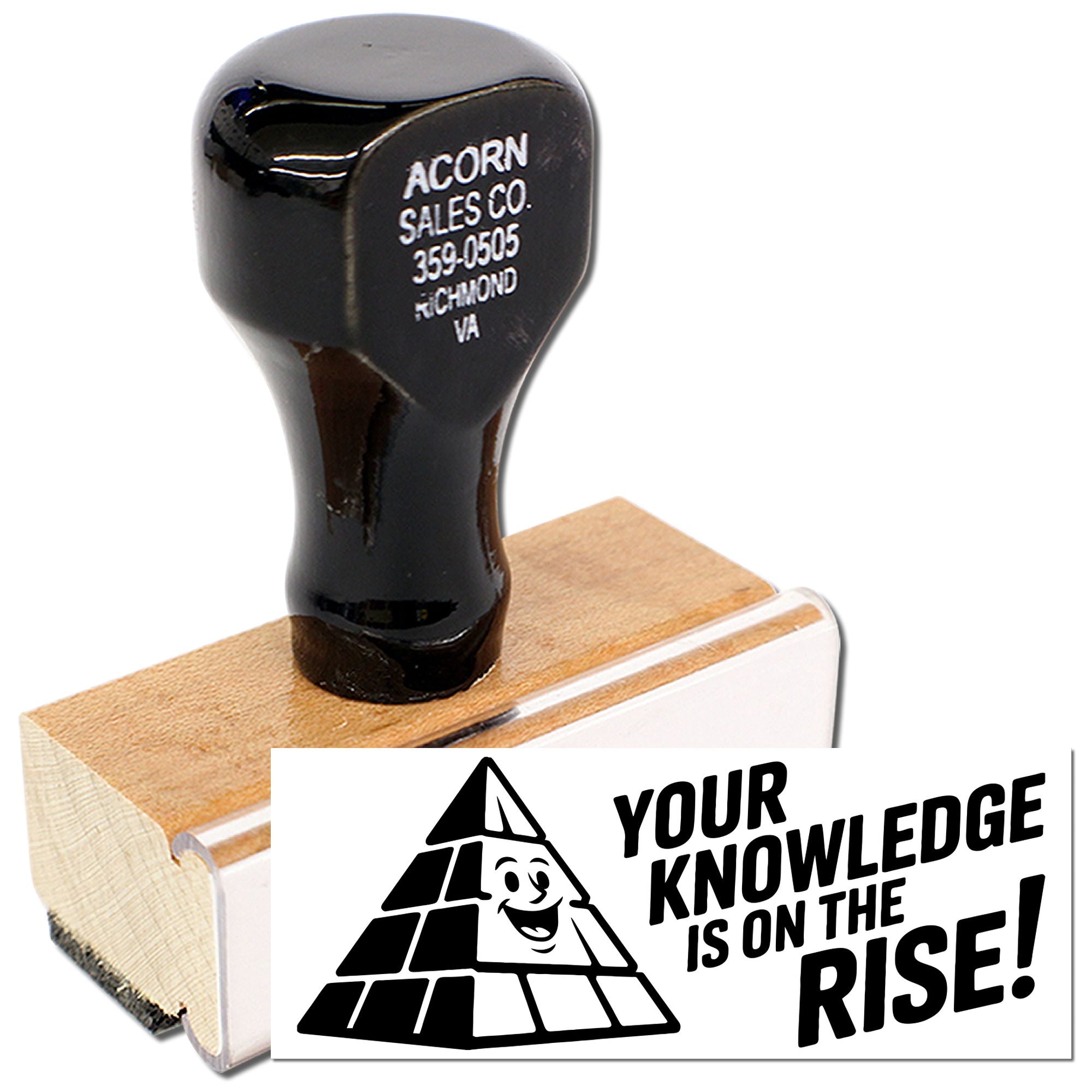 Custom rubber stamp with Your knowledge is on the rise! for teacher rewards, classrooms, and office use.