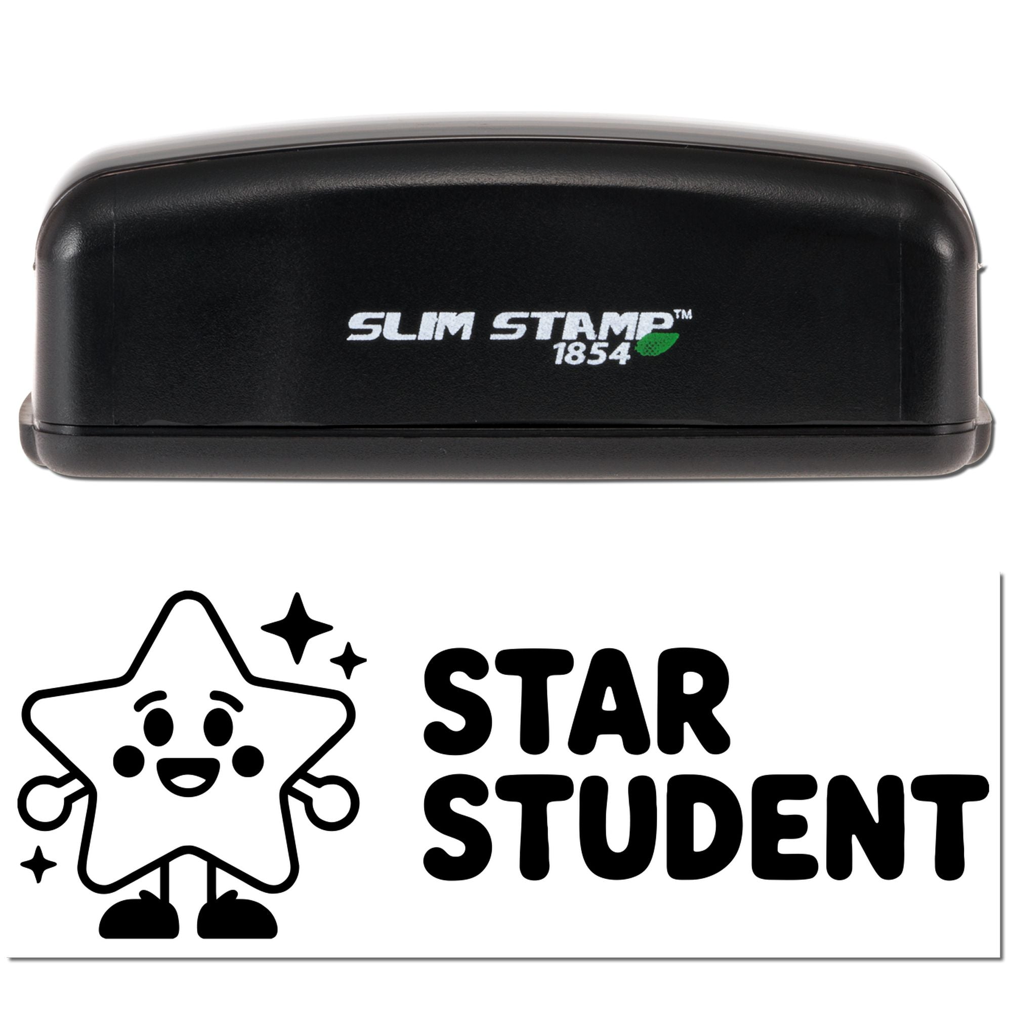 Slim Stamp 1854 self-inking rubber stamp with Star Student design for classroom rewards and student recognition.