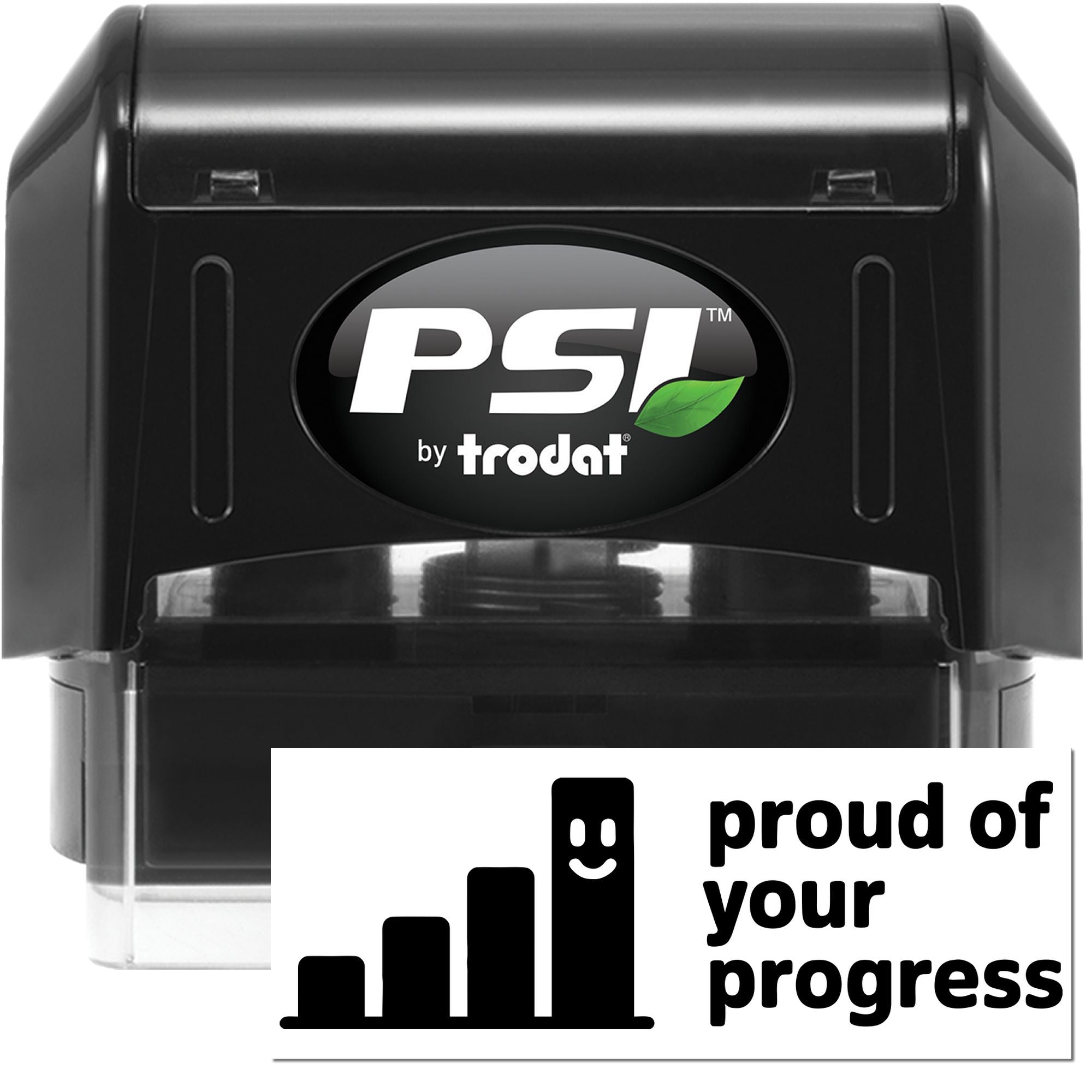 PSI by Trodat self-inking rubber stamp with Proud of Your Progress message for teacher, office, or reward use.