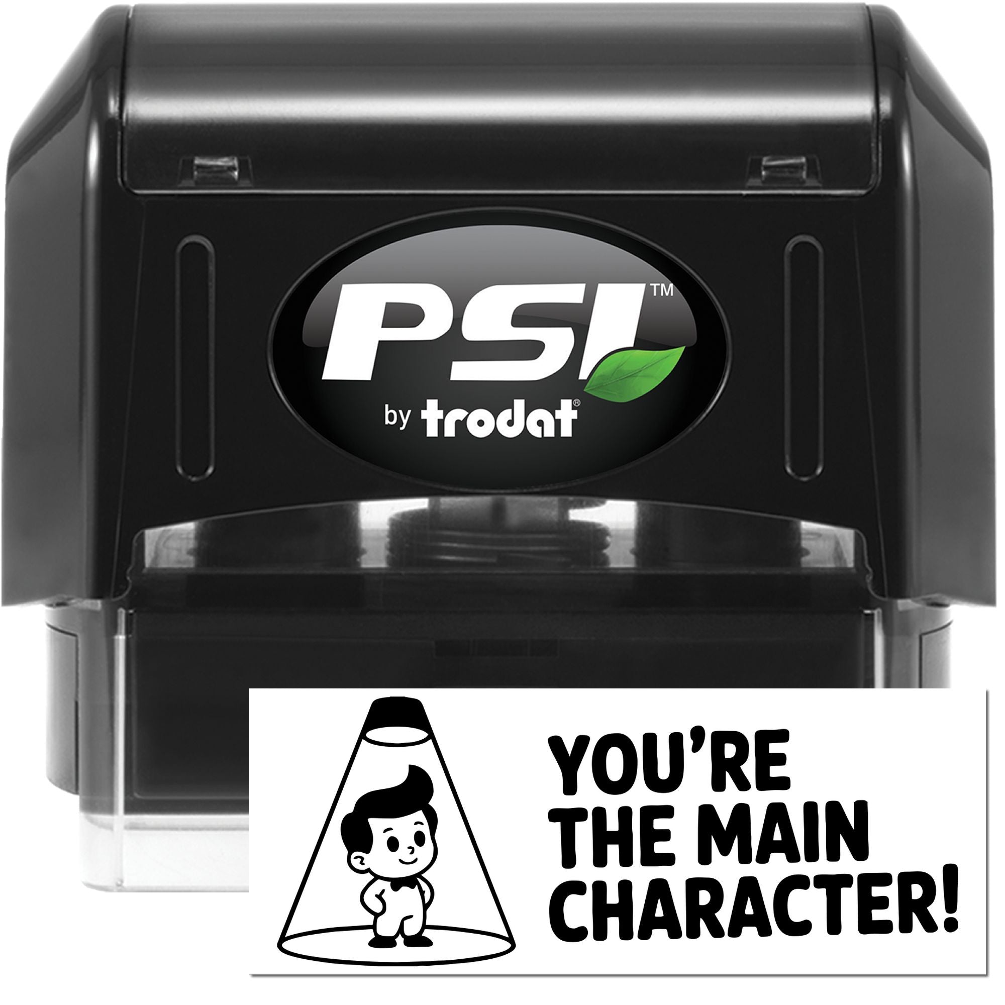 PSI by Trodat self-inking rubber stamp with custom Youre the Man Character! impression for personalizing cards and mail.