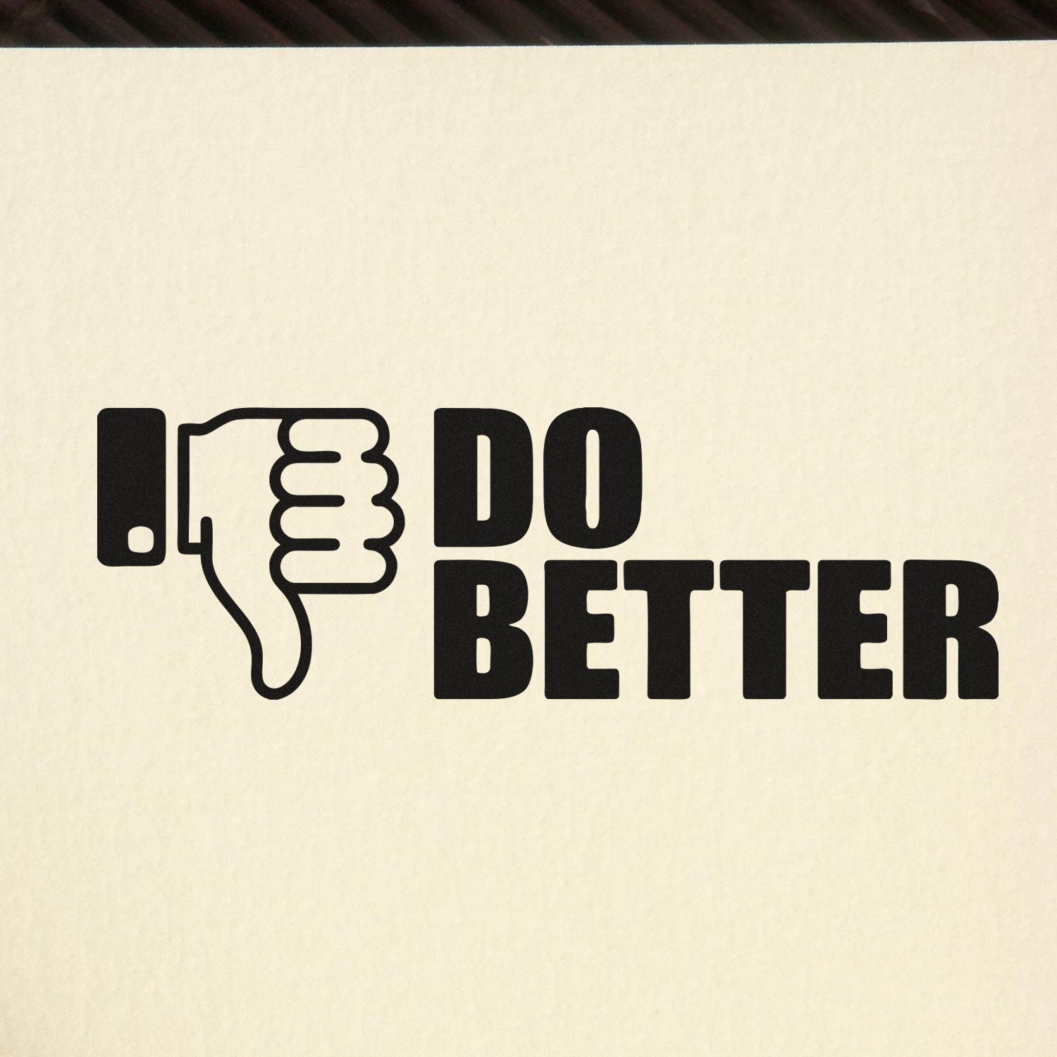 Do Better rubber stamp design with thumbs-down icon for negative feedback, improvement, and accountability.