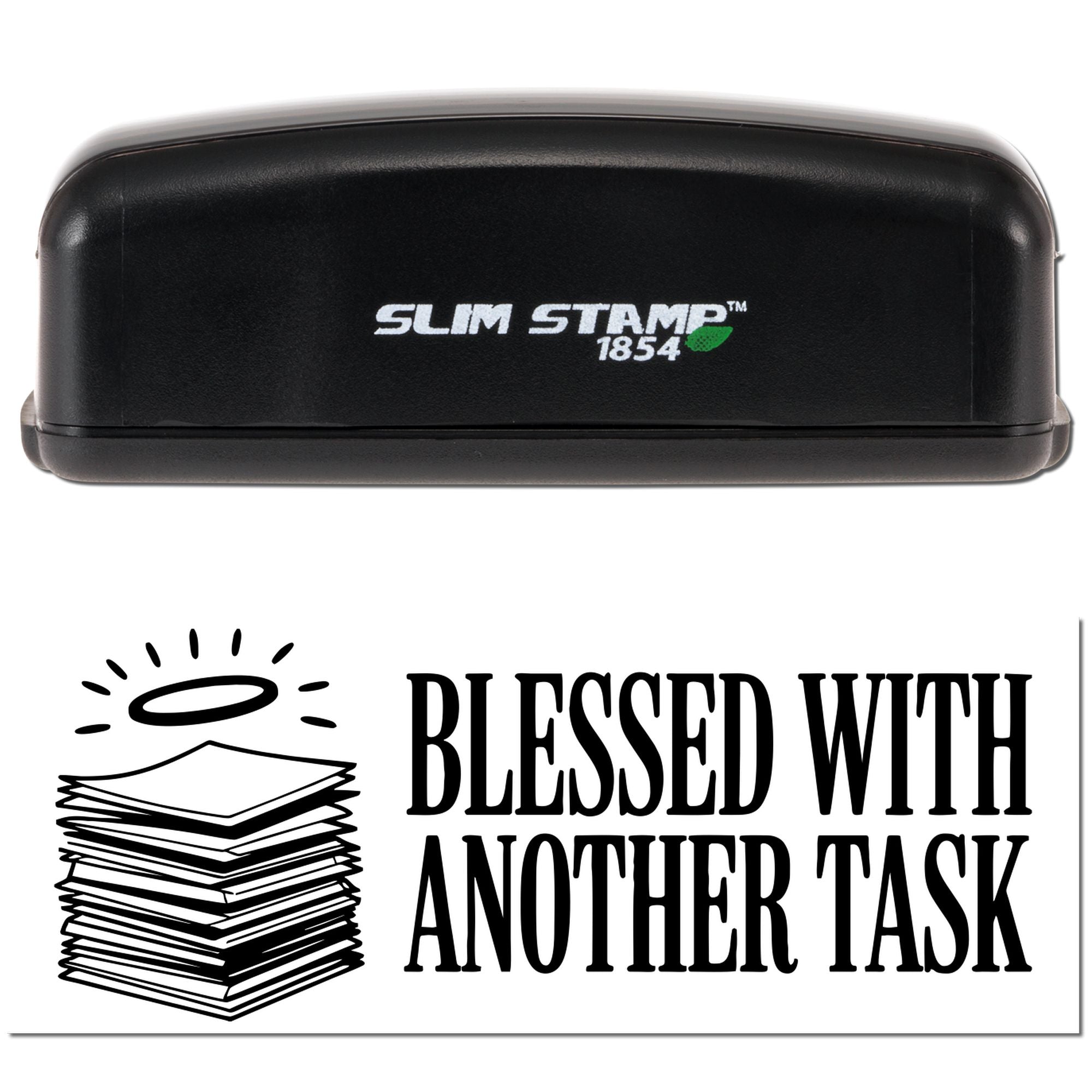 Blessed With Another Task Sarcastic Office Slim Pre-Inked Stamp
