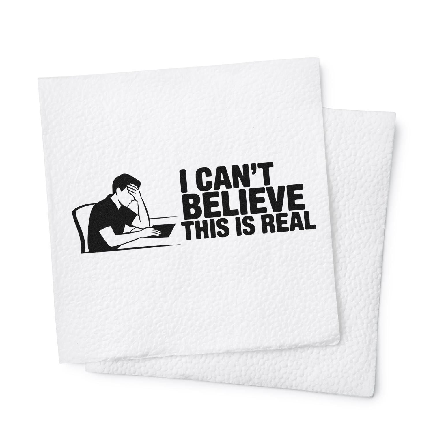 Funny rubber stamp with facepalm figure and I Cant Believe This Is Real text for office or novelty reactions
