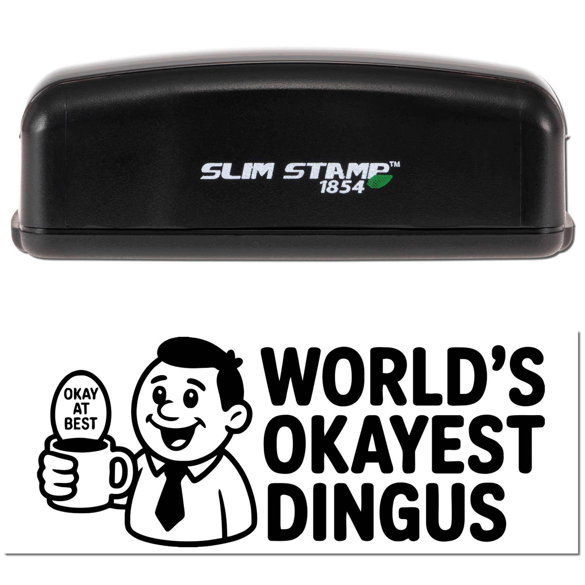 World's Okayest Dingus Witty Office Slim Pre-Inked Stamp