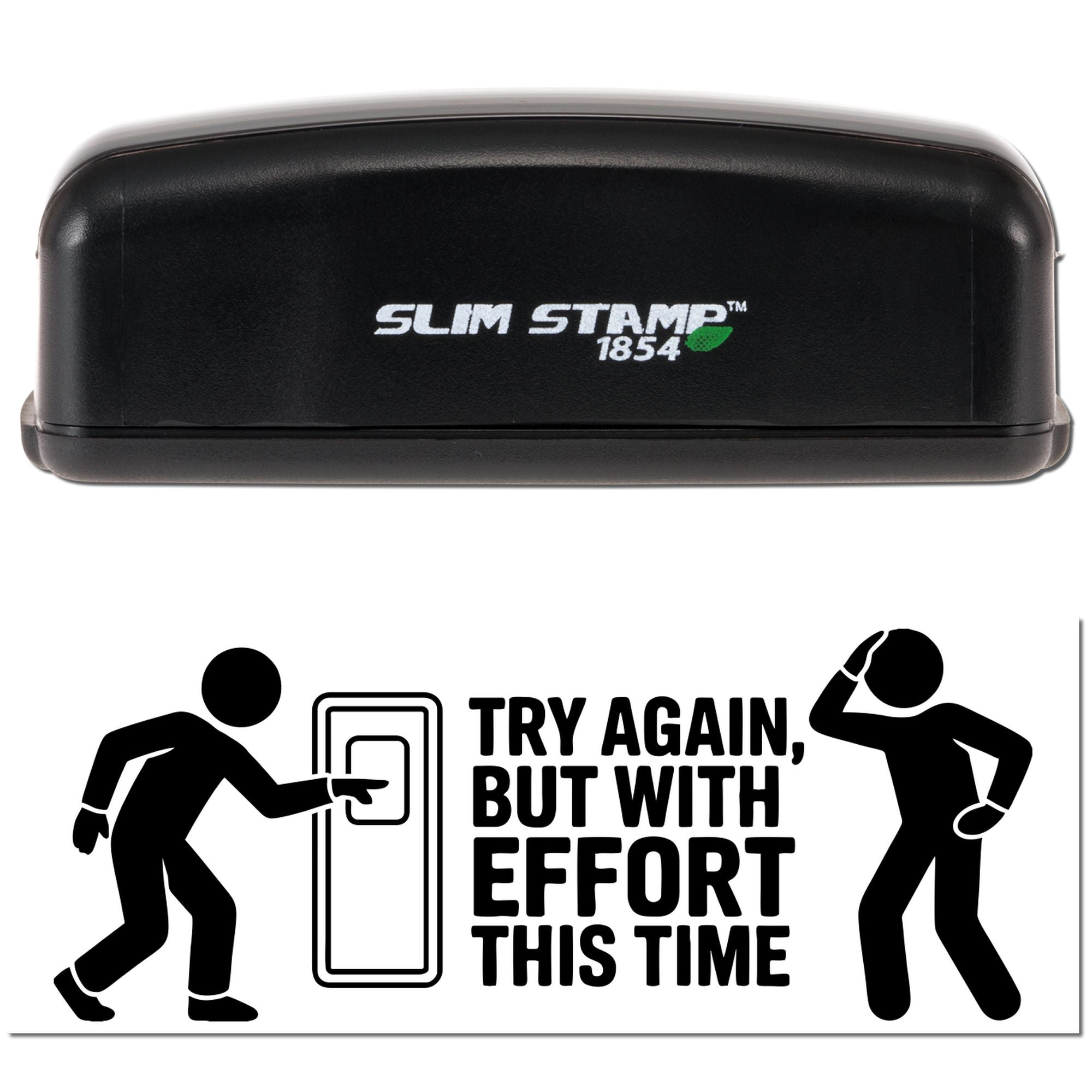 With Effort This Time Sarcastic Office Slim Pre-Inked Stamp