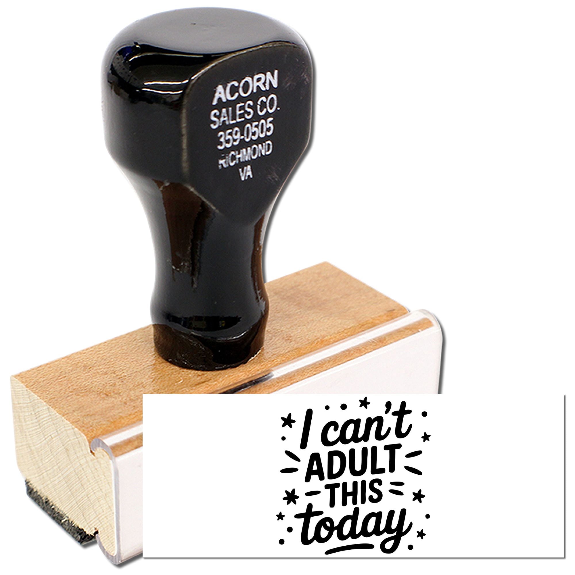 Humorous rubber stamp with I cant adult this today design for office notes, planners, and craft projects.