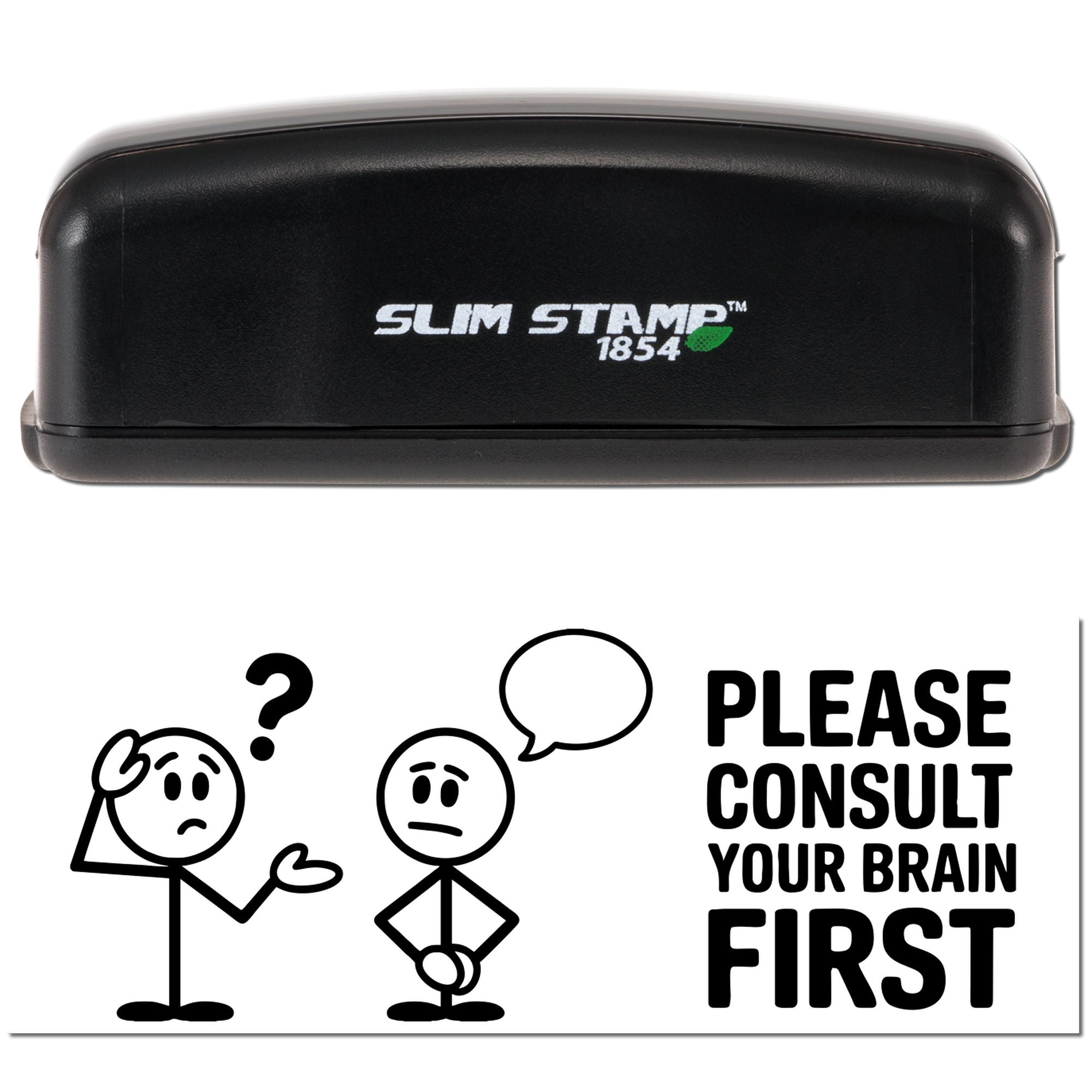 Brain First Funny Office Slim Pre-Inked Stamp