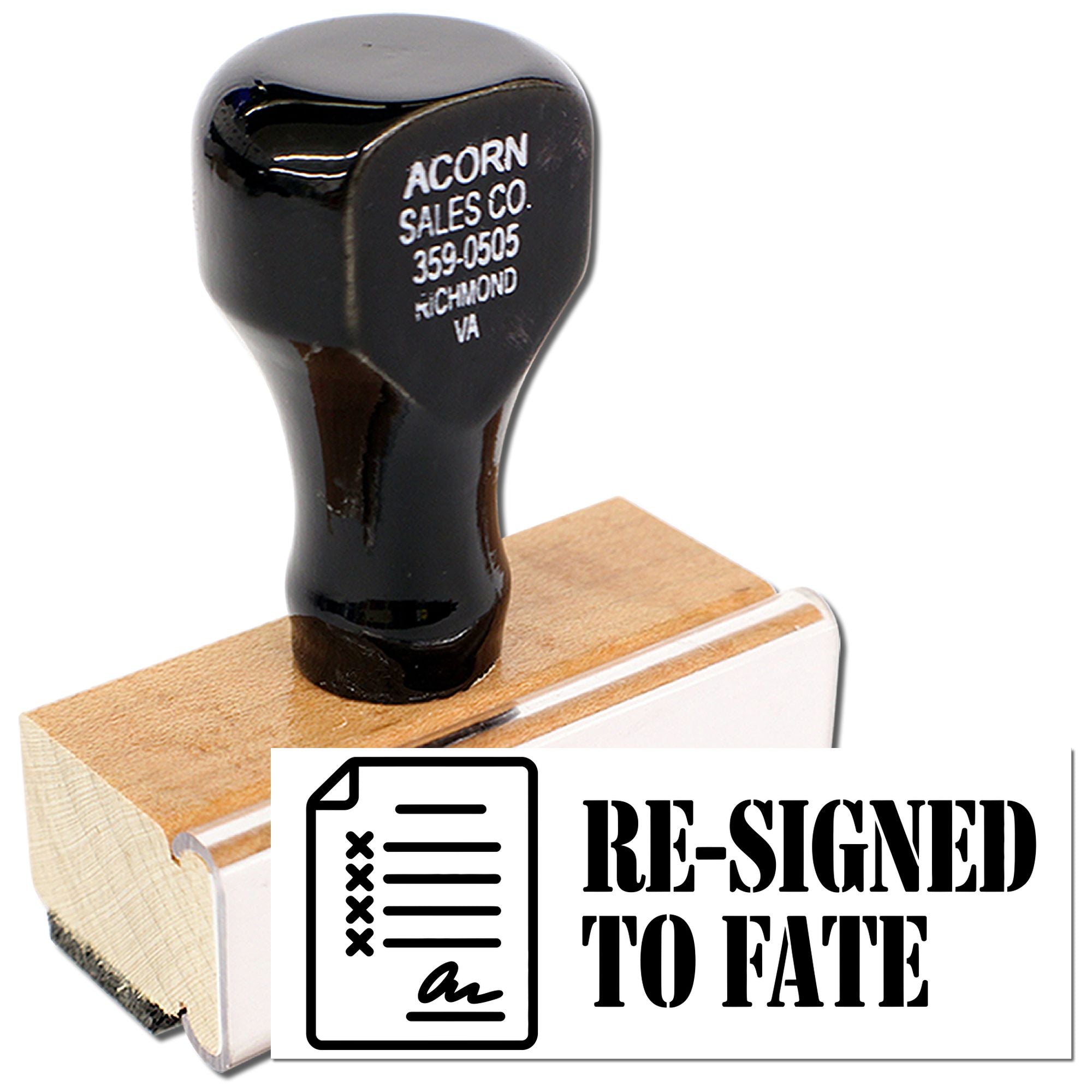 Custom rubber stamp with Re-Signed to Fate design, ideal for novelty signatures, office marking, and personalized branding.
