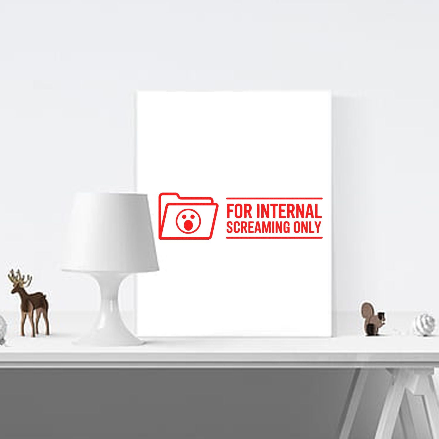 Red rubber stamp design reading For Internal Screaming Only for funny office memo, stationery, and business use.