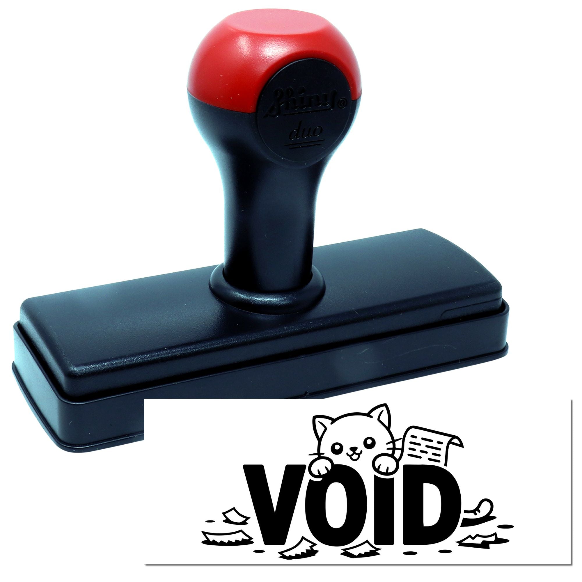 Self-inking VOID rubber stamp with cat design for marking documents void