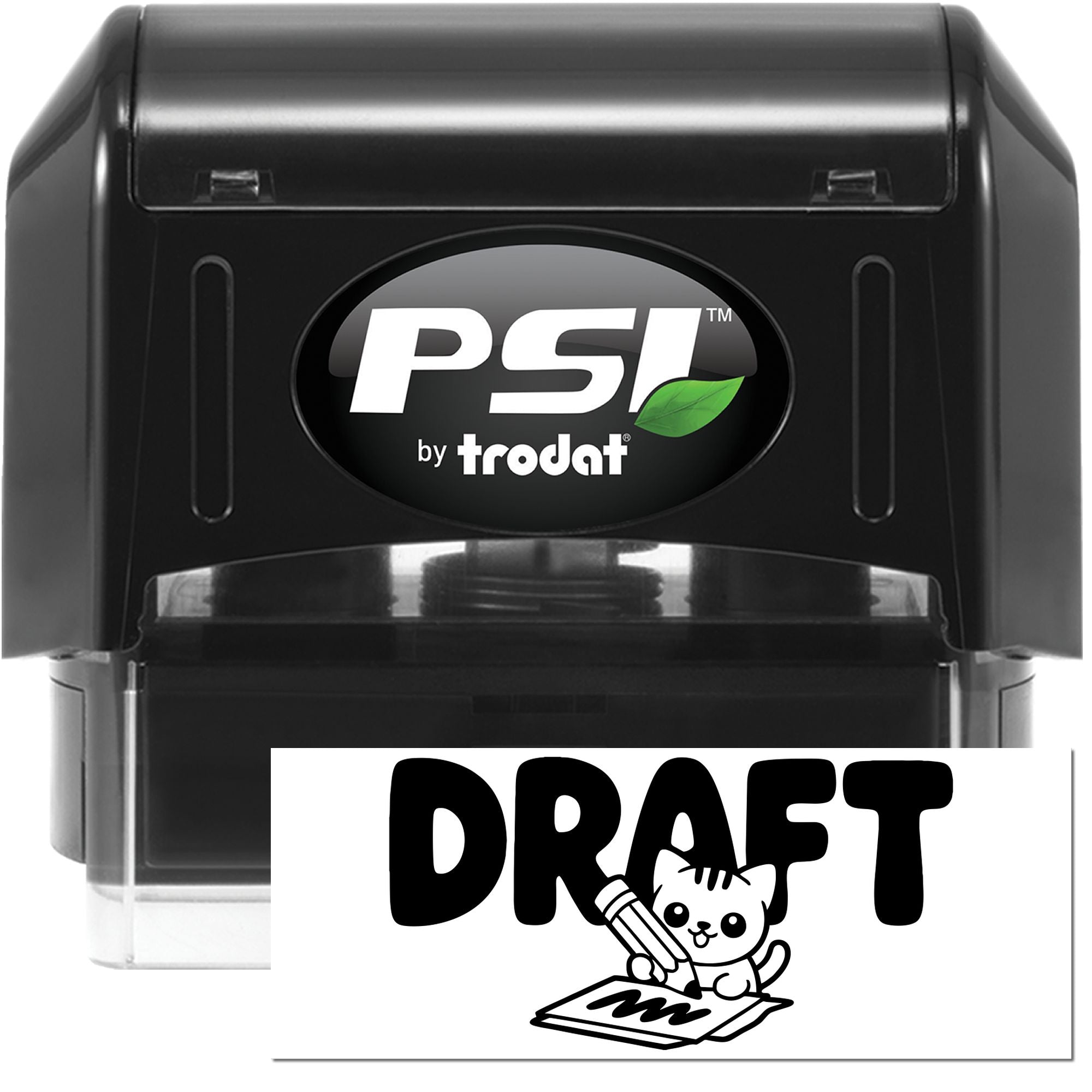 PSI by Trodat self-inking rubber stamp with DRAFT imprint for office documents