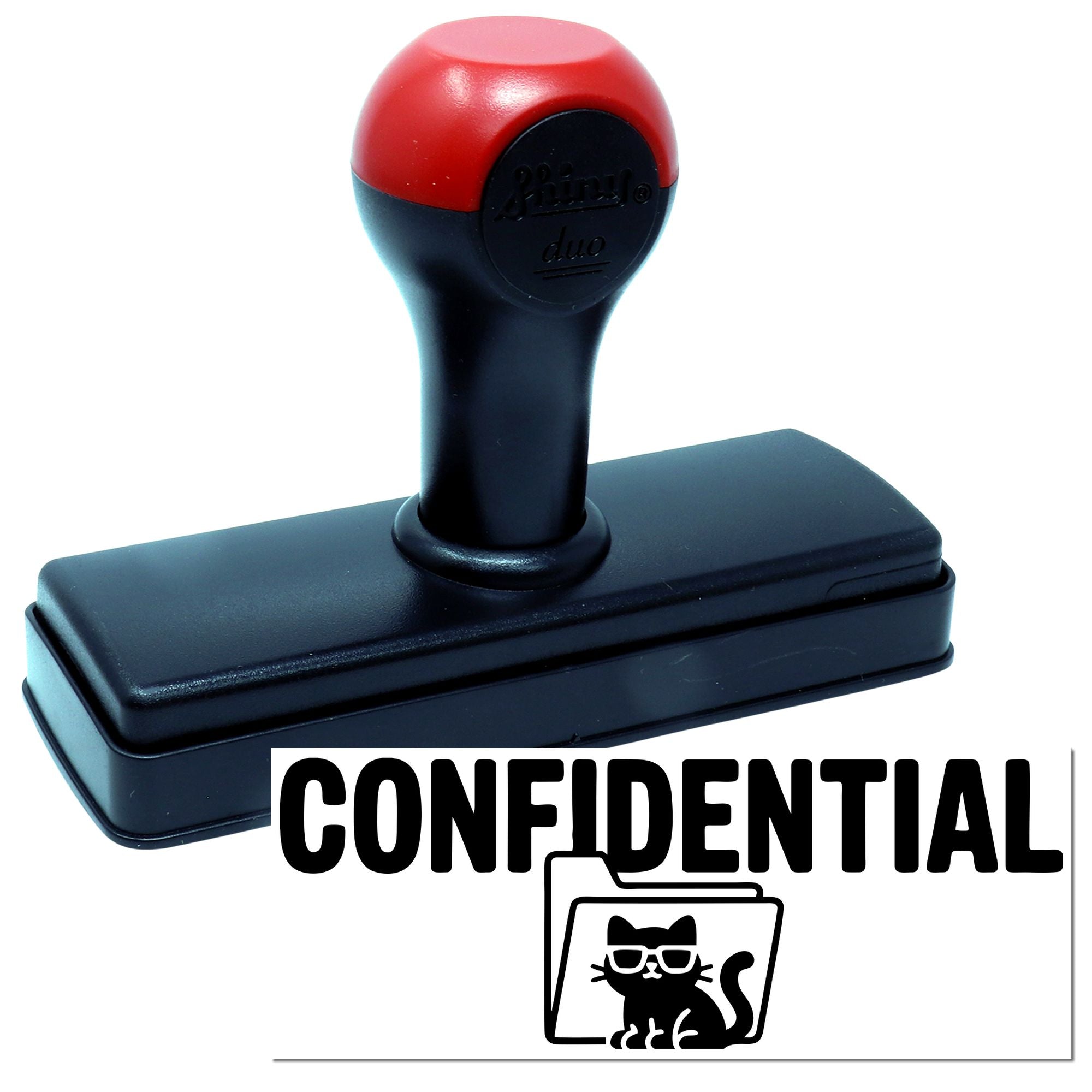 Confidential self-inking rubber stamp for secure office document marking