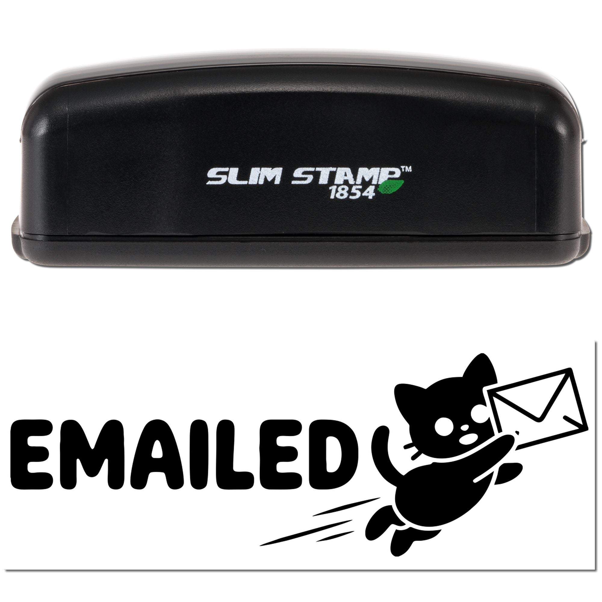Slim Stamp 1854 self-inking rubber stamp with Emailed design for office mail tracking and document marking.