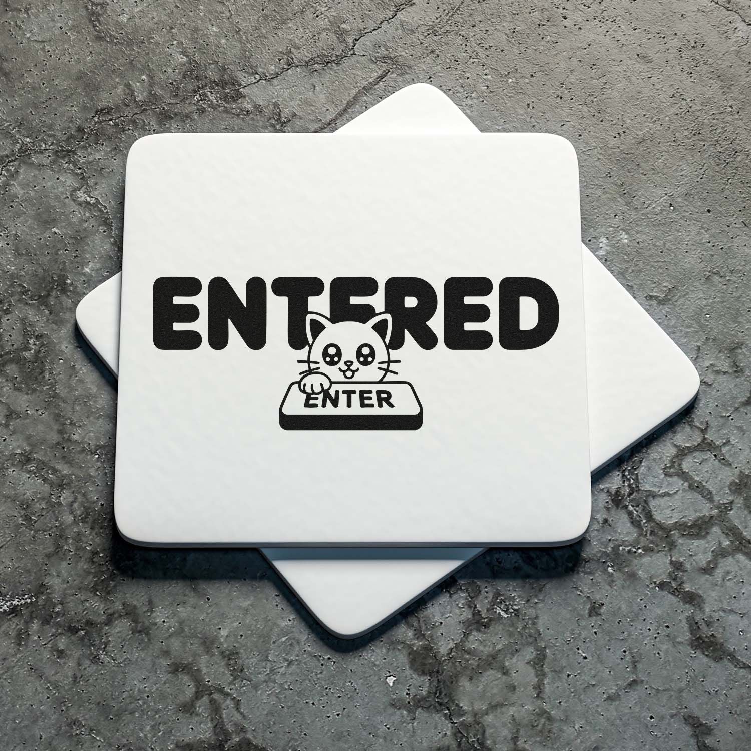 Custom cat ENTERED rubber stamp for marking documents, invoices, and office paperwork.