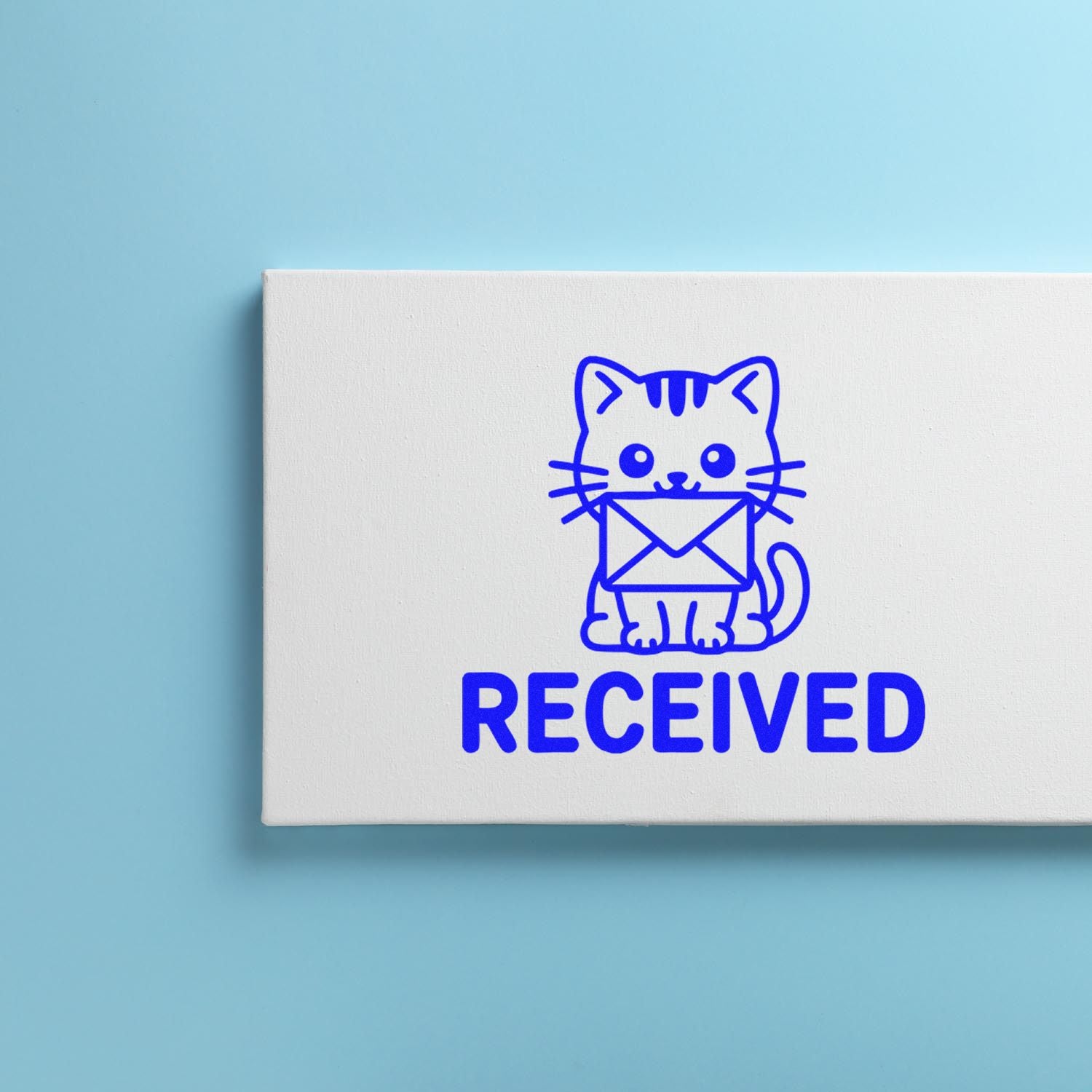 Cat Received rubber stamp with envelope icon for marking incoming mail, packages, and office documents.
