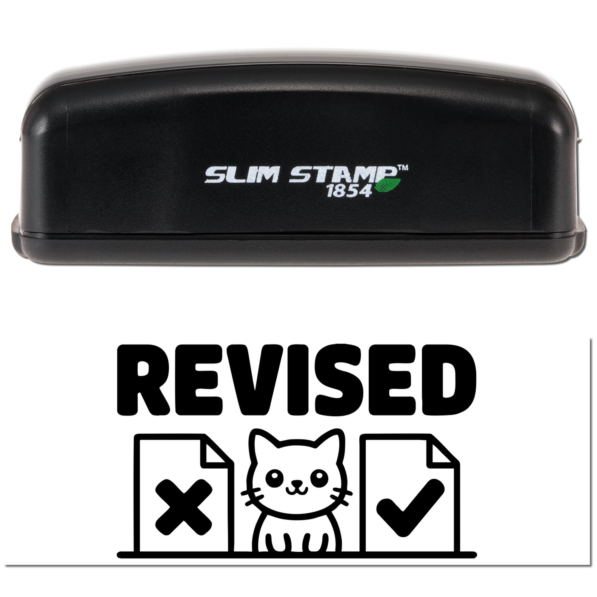Self-inking Slim Stamp 1854 revised rubber stamp with cat approval design for document review