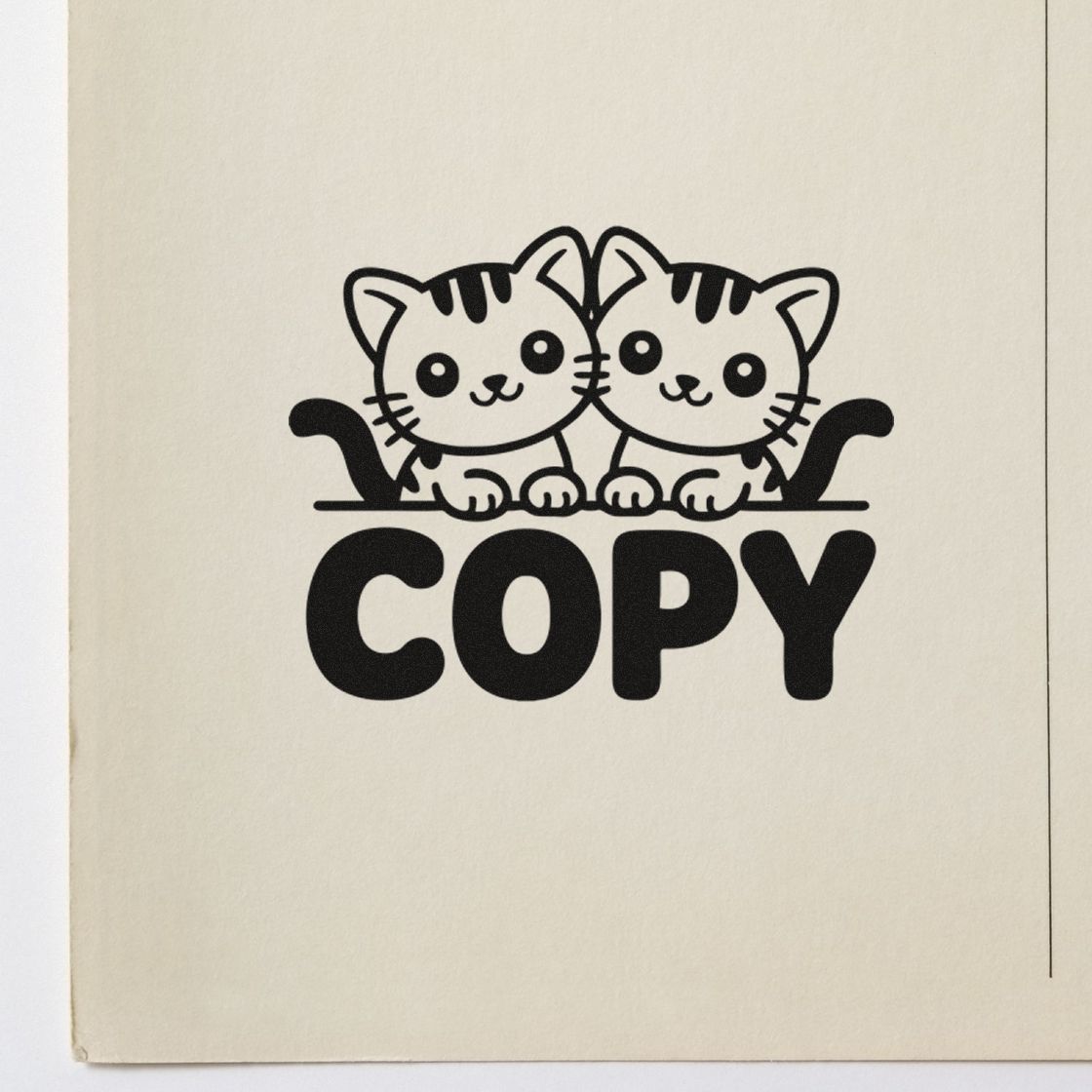 Cute cat rubber stamp design with two kittens and bold COPY text for office documents and copy marking.