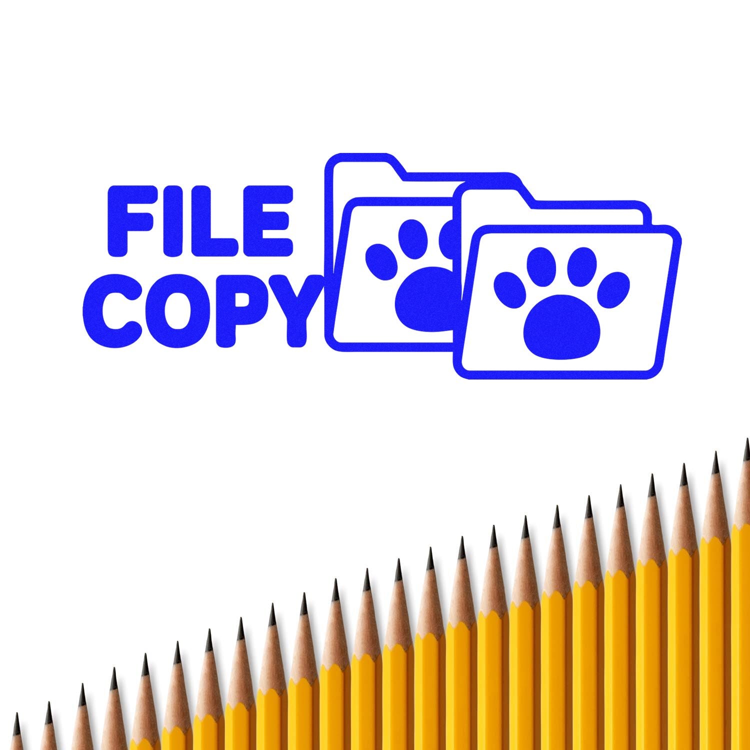 FILE COPY rubber stamp design with folder and paw print icons, ideal for pet records, veterinary files, and office use