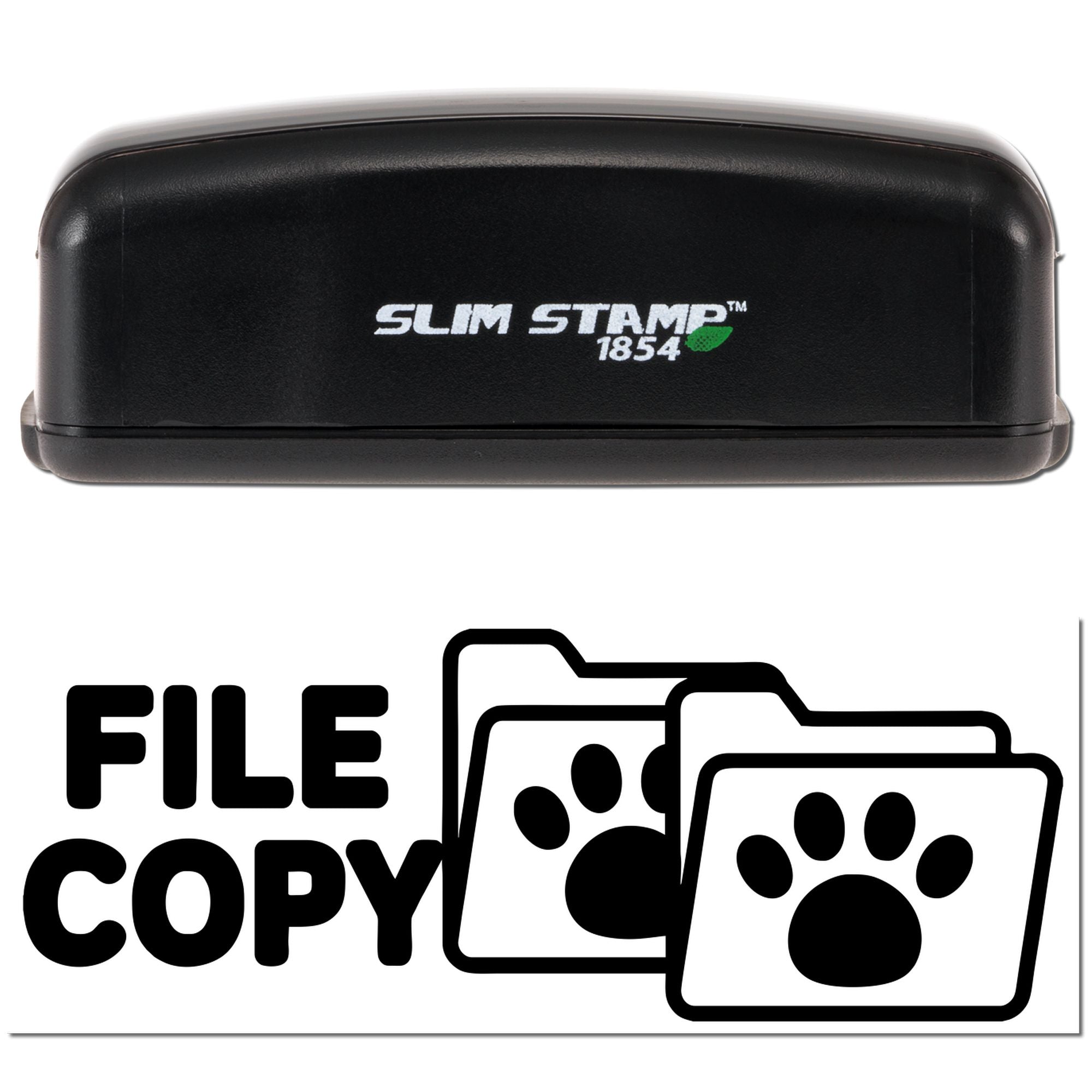 Slim Stamp 1854 File Copy rubber stamp with paw print file icon