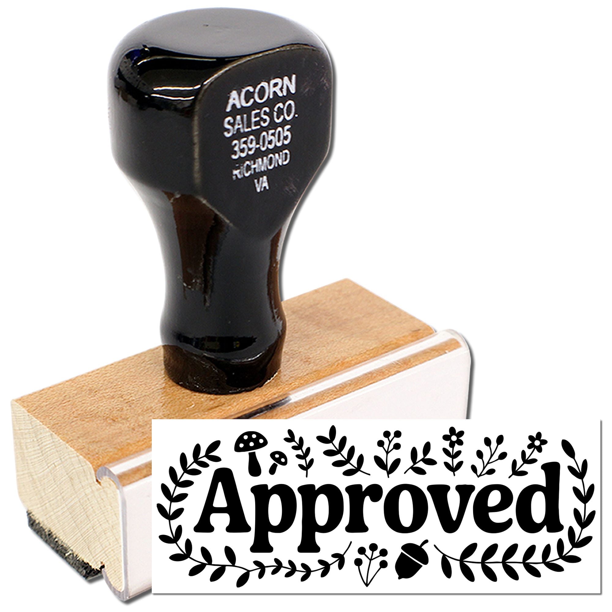 Approved rubber stamp with wooden handle, perfect for office documents, business approvals, and custom stamping.