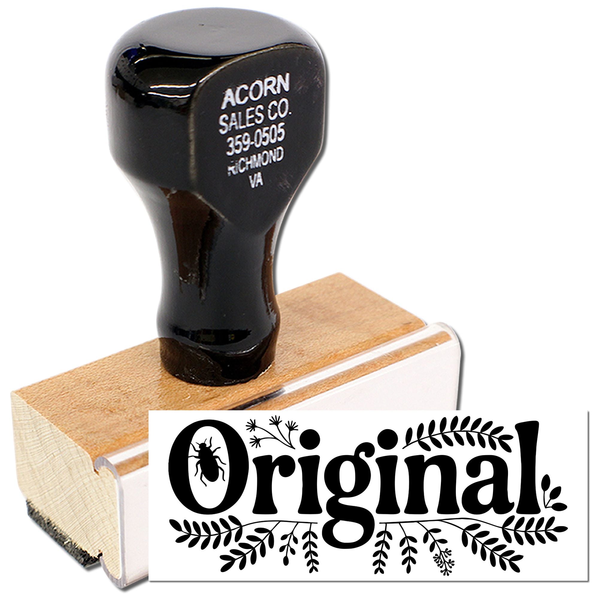 Custom rubber stamp with Original design for branding, packaging, and craft labeling.
