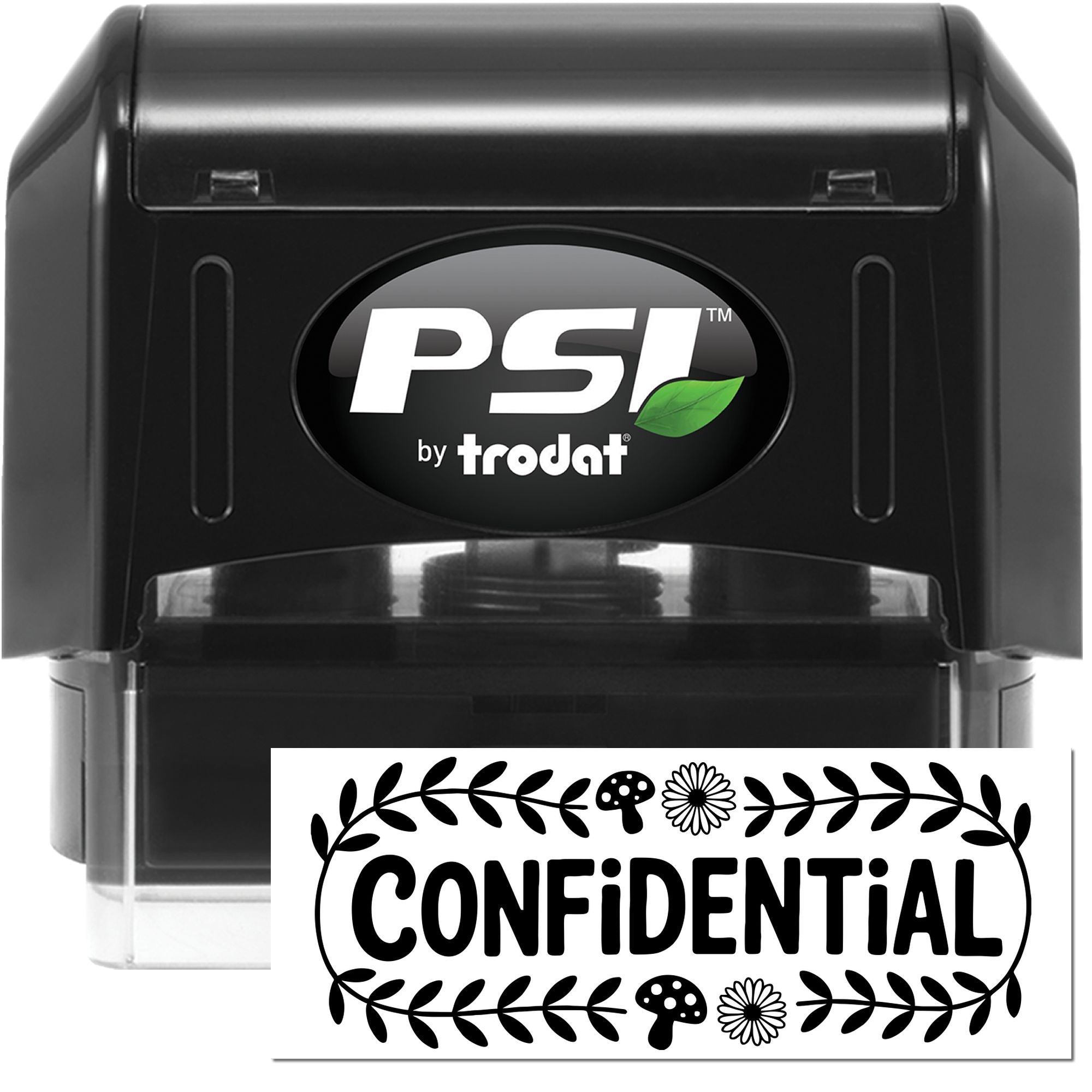 PSI by Trodat self-inking confidential rubber stamp for marking private business documents.
