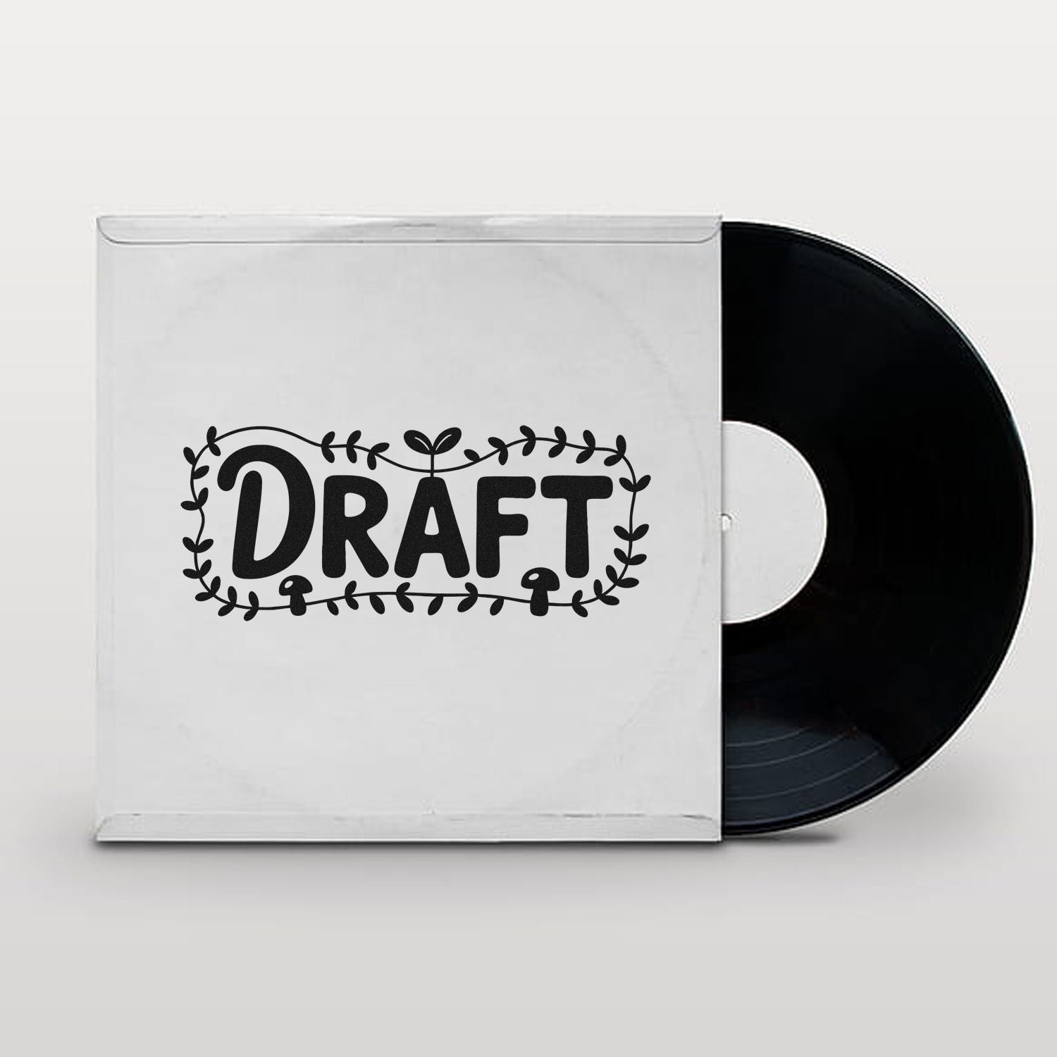 Custom Draft rubber stamp design with floral border, ideal for craft projects, packaging, and stationery labeling.
