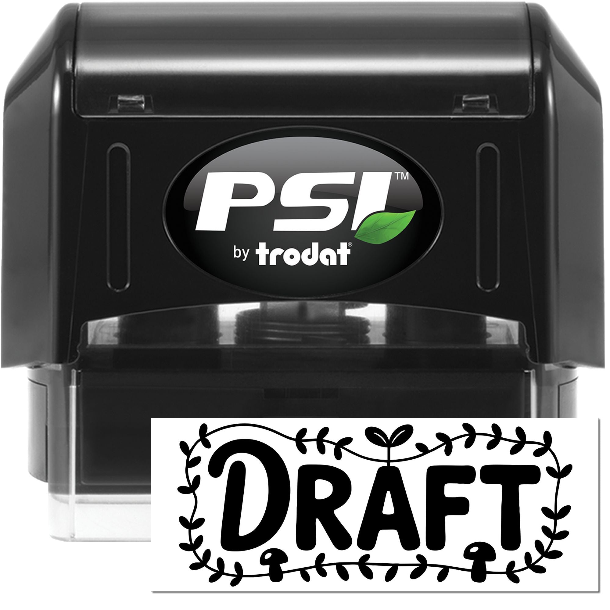 PSI by Trodat self-inking rubber stamp with DRAFT impression for marking documents