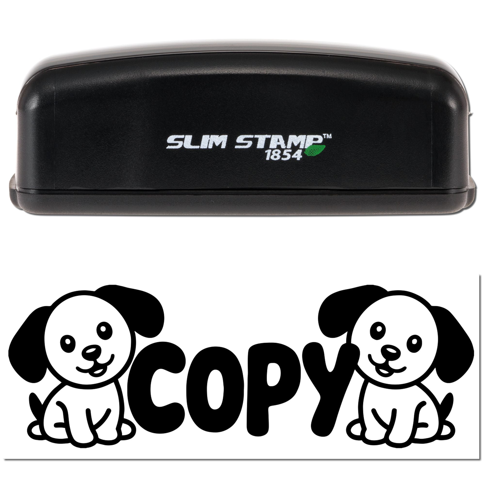 Slim Stamp 1854 self-inking rubber stamp for COPY marking with cute dog design for custom office use