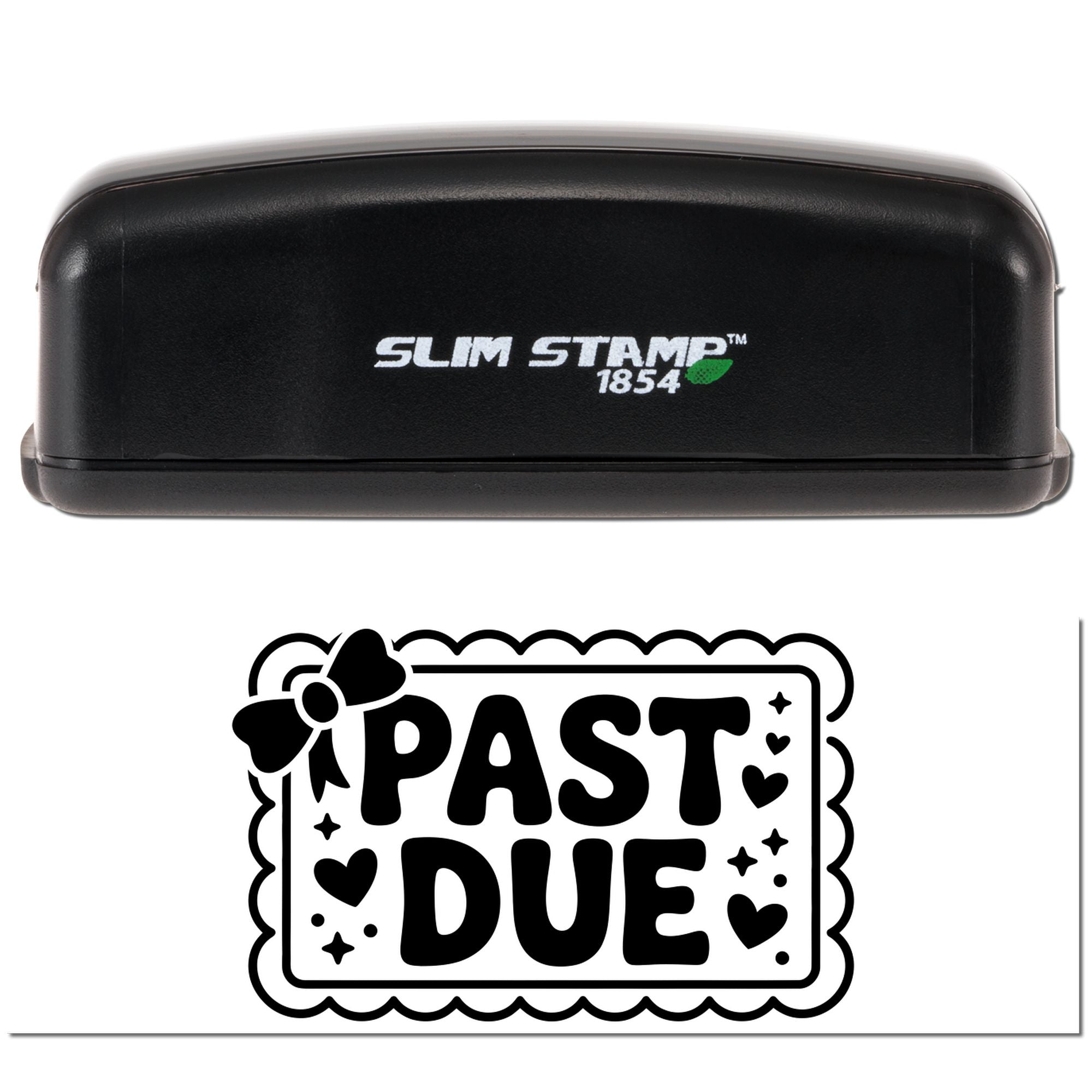 Slim Stamp 1854 rubber stamp with Past Due design, ideal for marking overdue invoices, reminders, and billing notices.