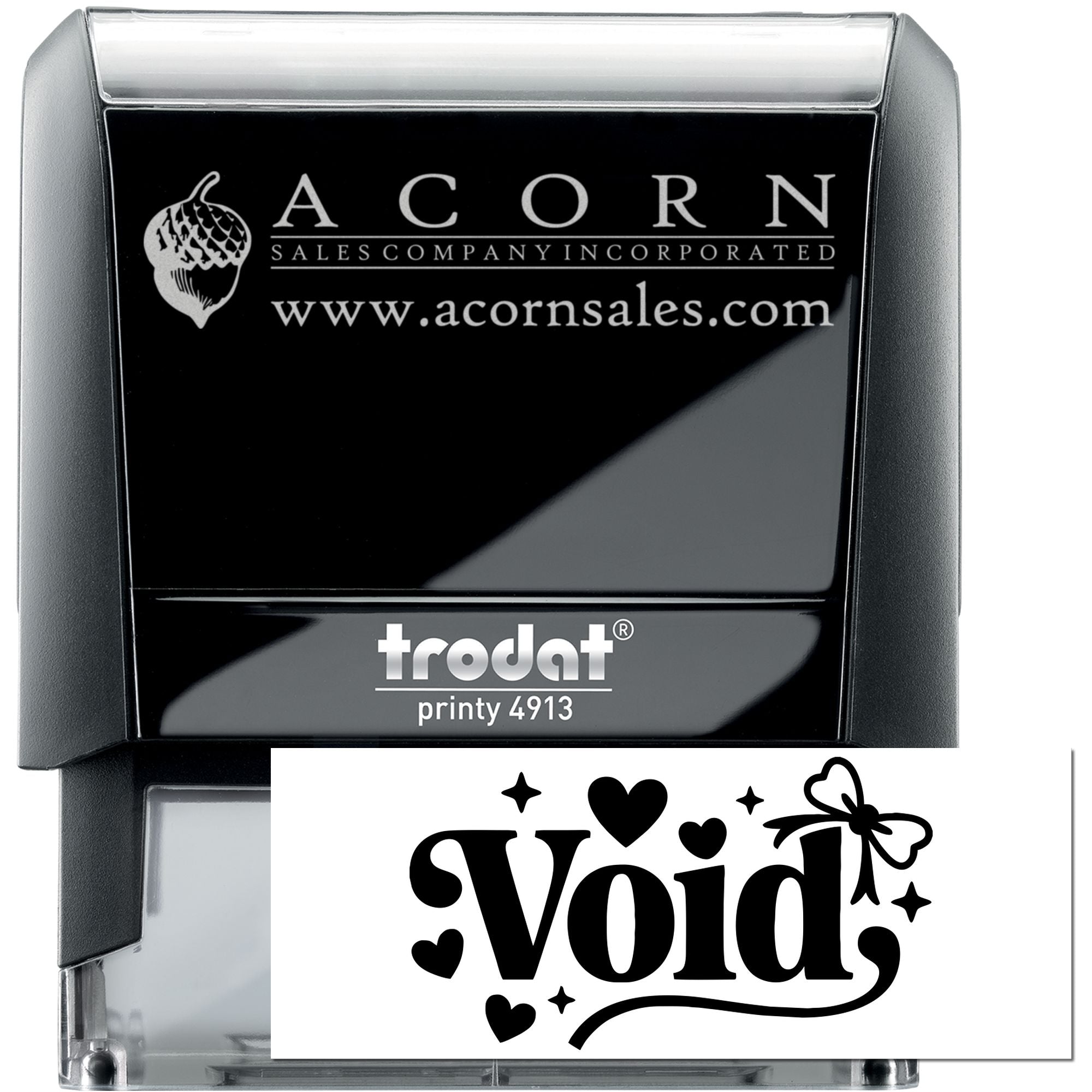 Trodat Printy 4913 self-inking rubber stamp for custom logo branding and Void document marking.