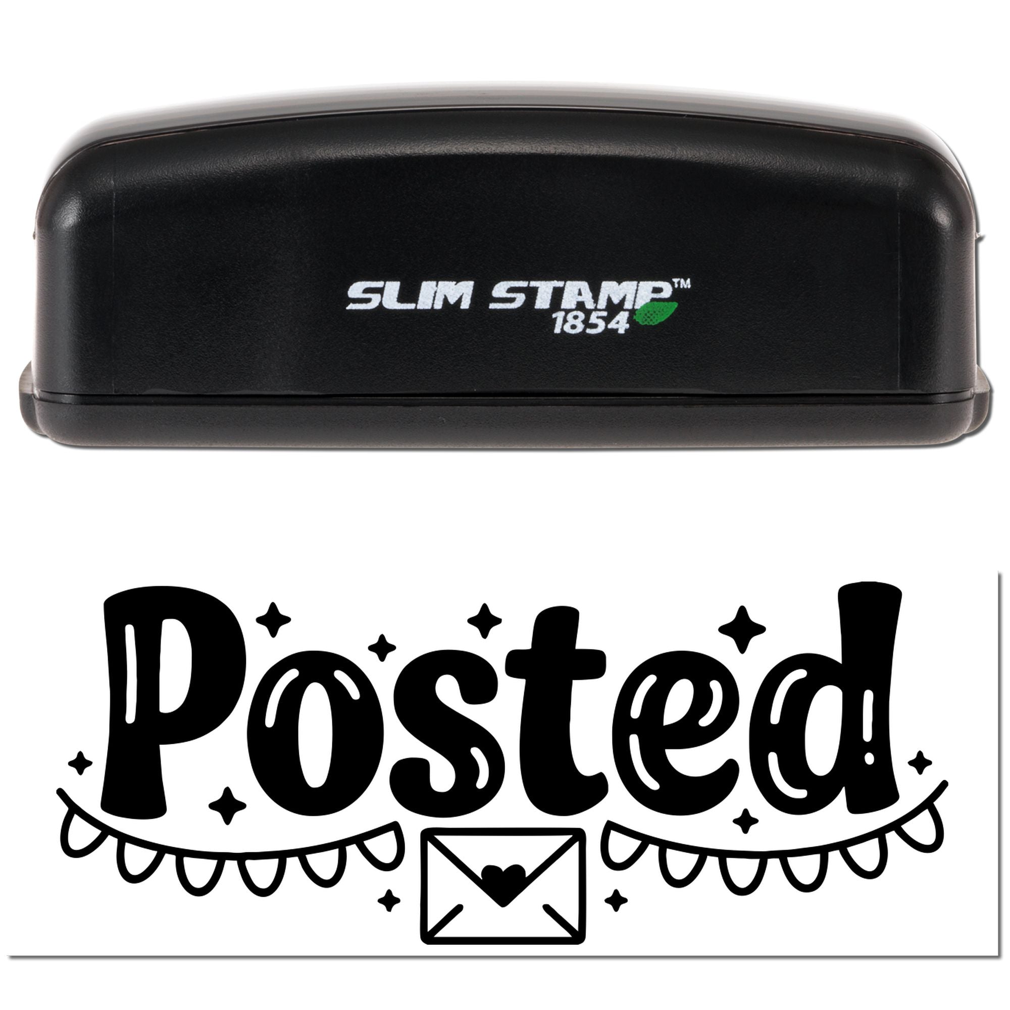 Slim Stamp rubber stamp with Posted design for marking outgoing mail and envelopes.