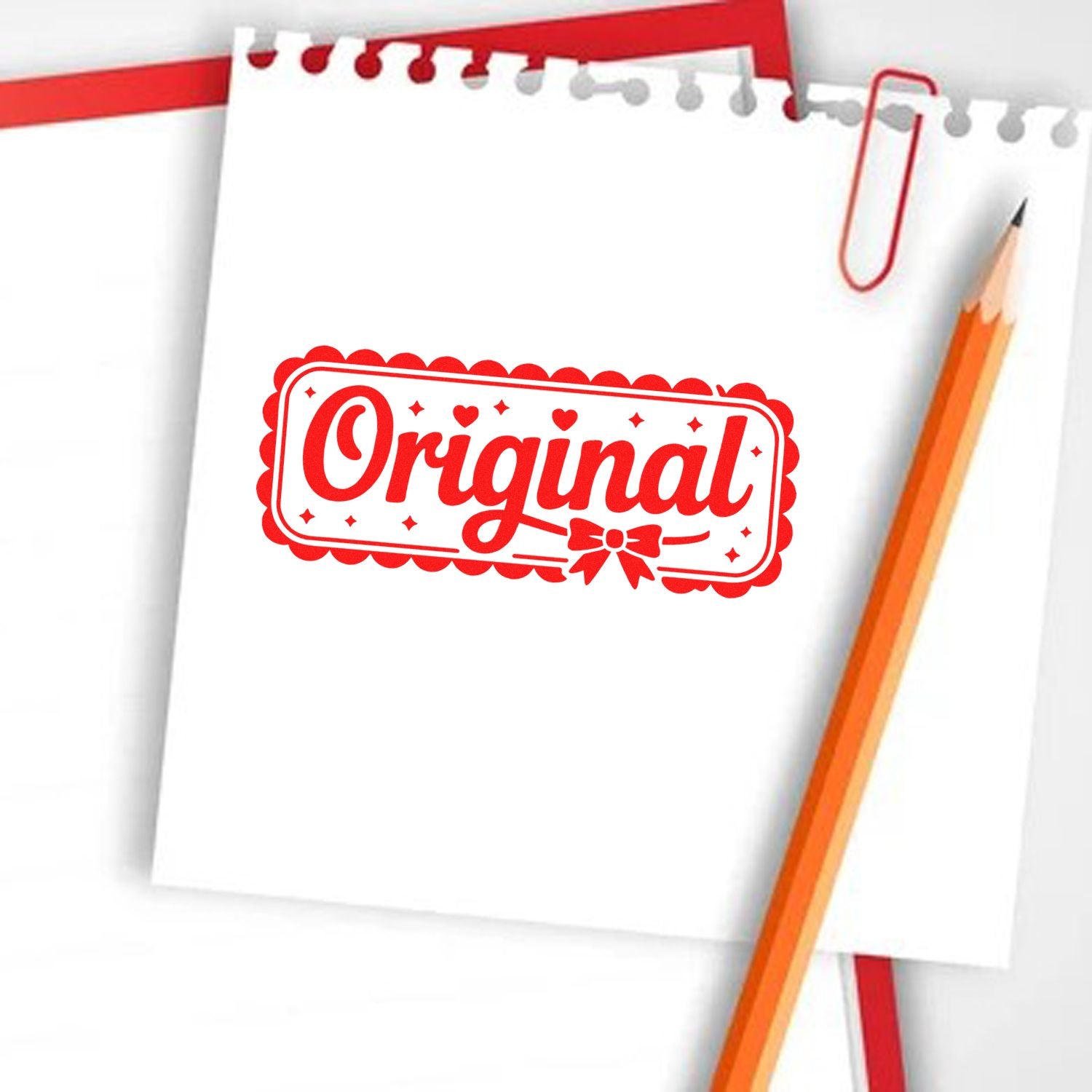 Original rubber stamp design for marking authentic documents, handmade products, and custom branding.