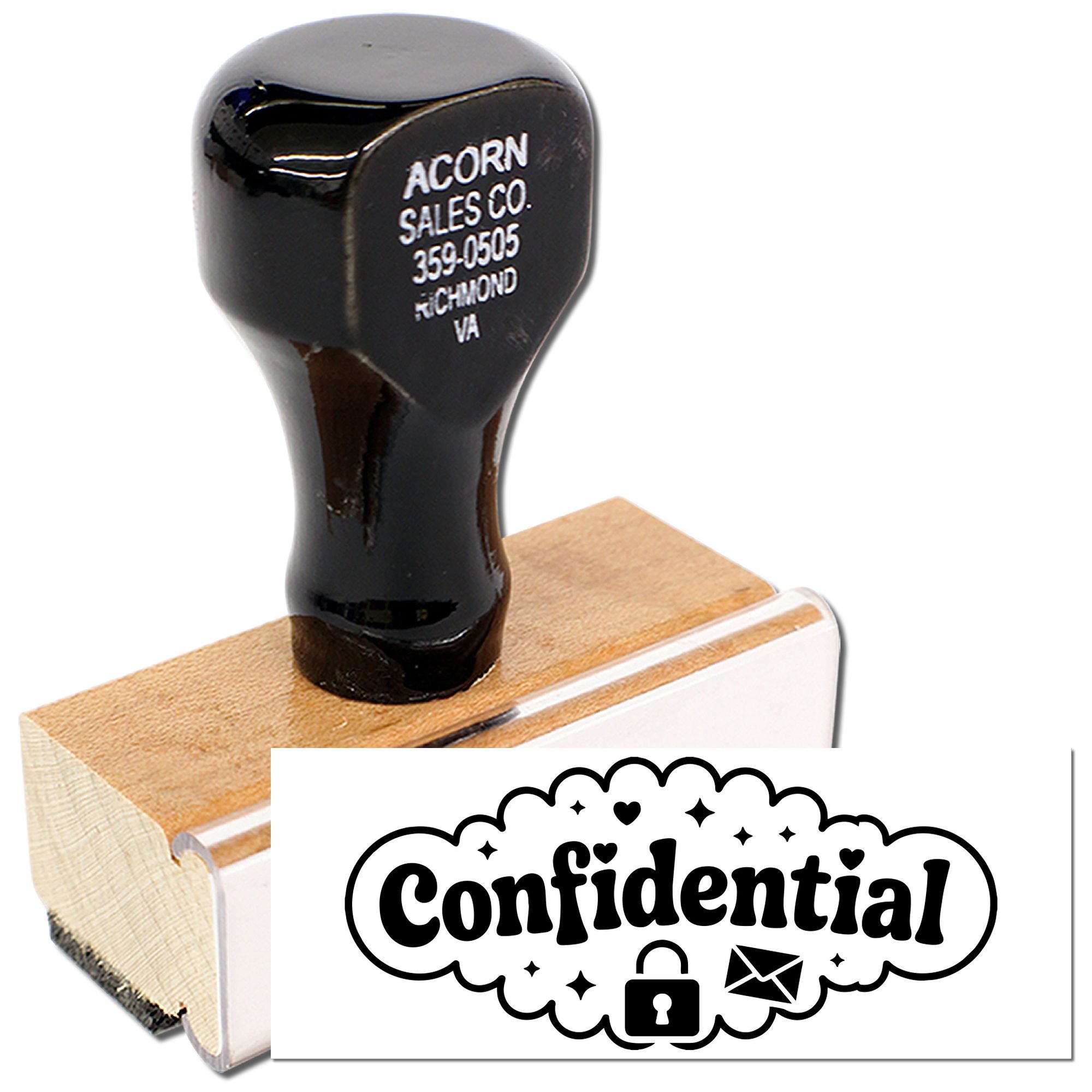 Custom confidential rubber stamp for marking private office documents, mail, and records with a secure privacy message.
