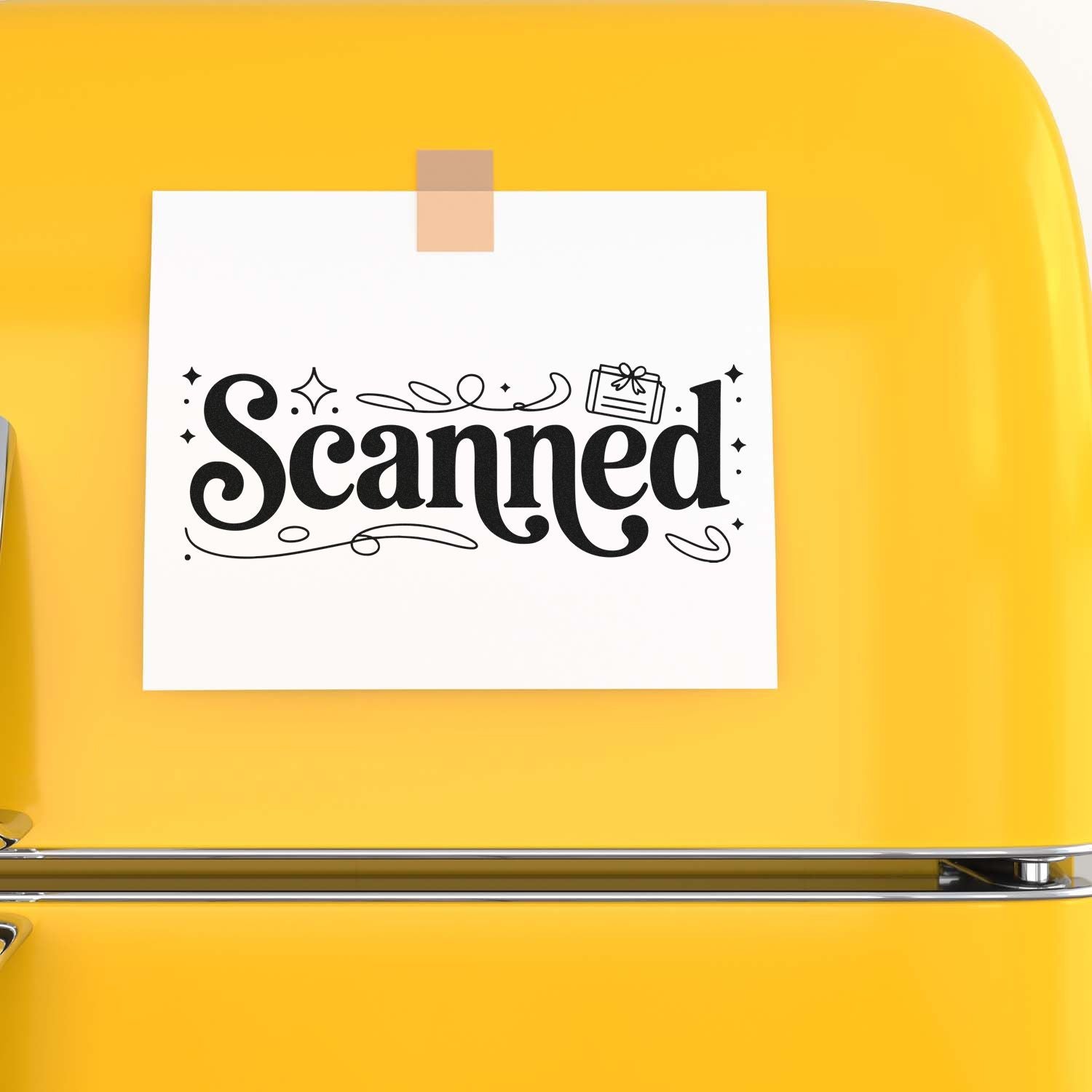 Decorative Scanned rubber stamp on a note, ideal for office paperwork and document approval labels.