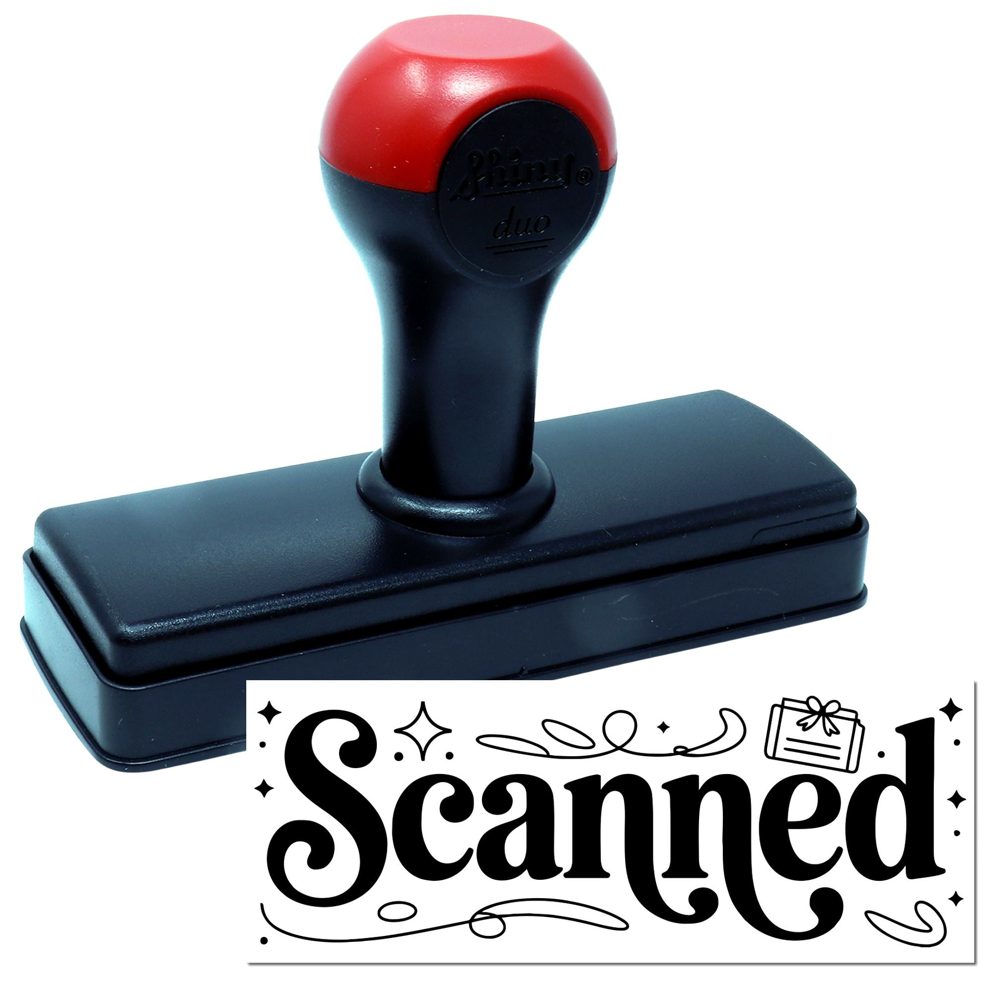 Self-inking rubber stamp with Scanned impression for office document tracking and organization