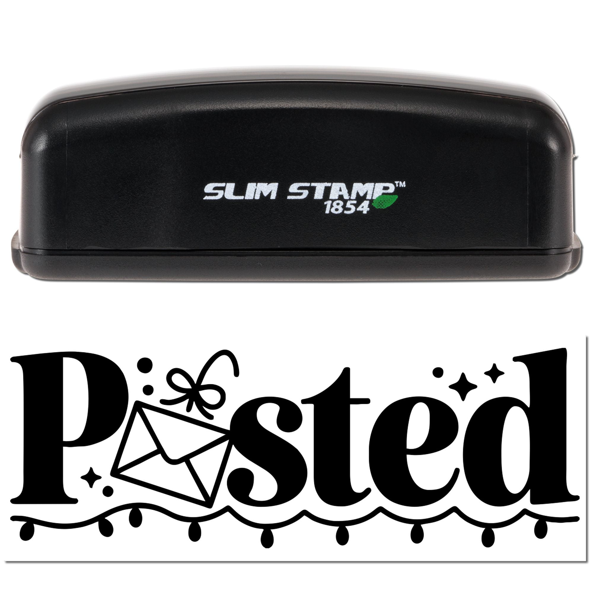 Slim Stamp 1854 pre-inked rubber stamp with Posted design, ideal for mail, packaging, and business use.