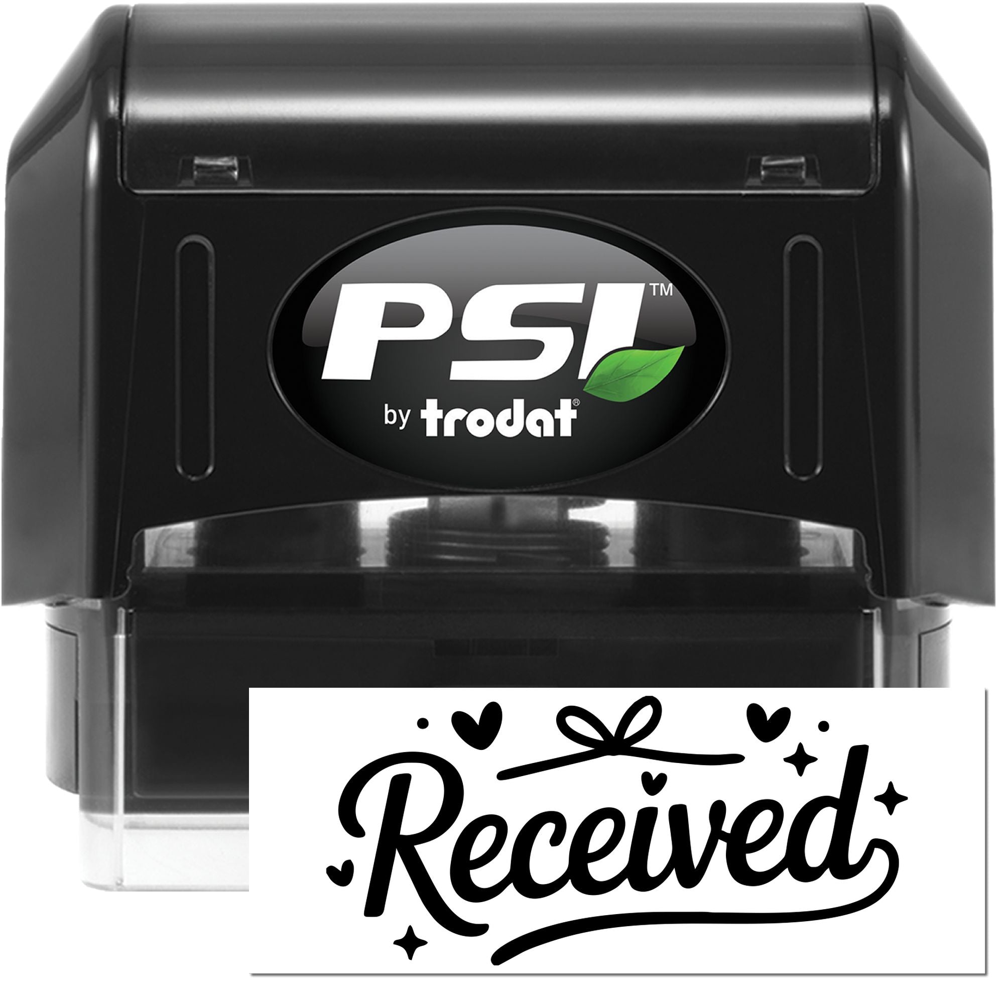 PSI by Trodat self-inking rubber stamp with Received imprint for office mail, document processing, and record keeping.