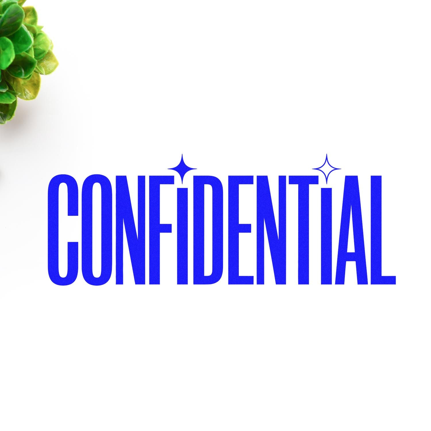 Confidential rubber stamp design in bold blue text with sparkle accents for secure documents and office files.