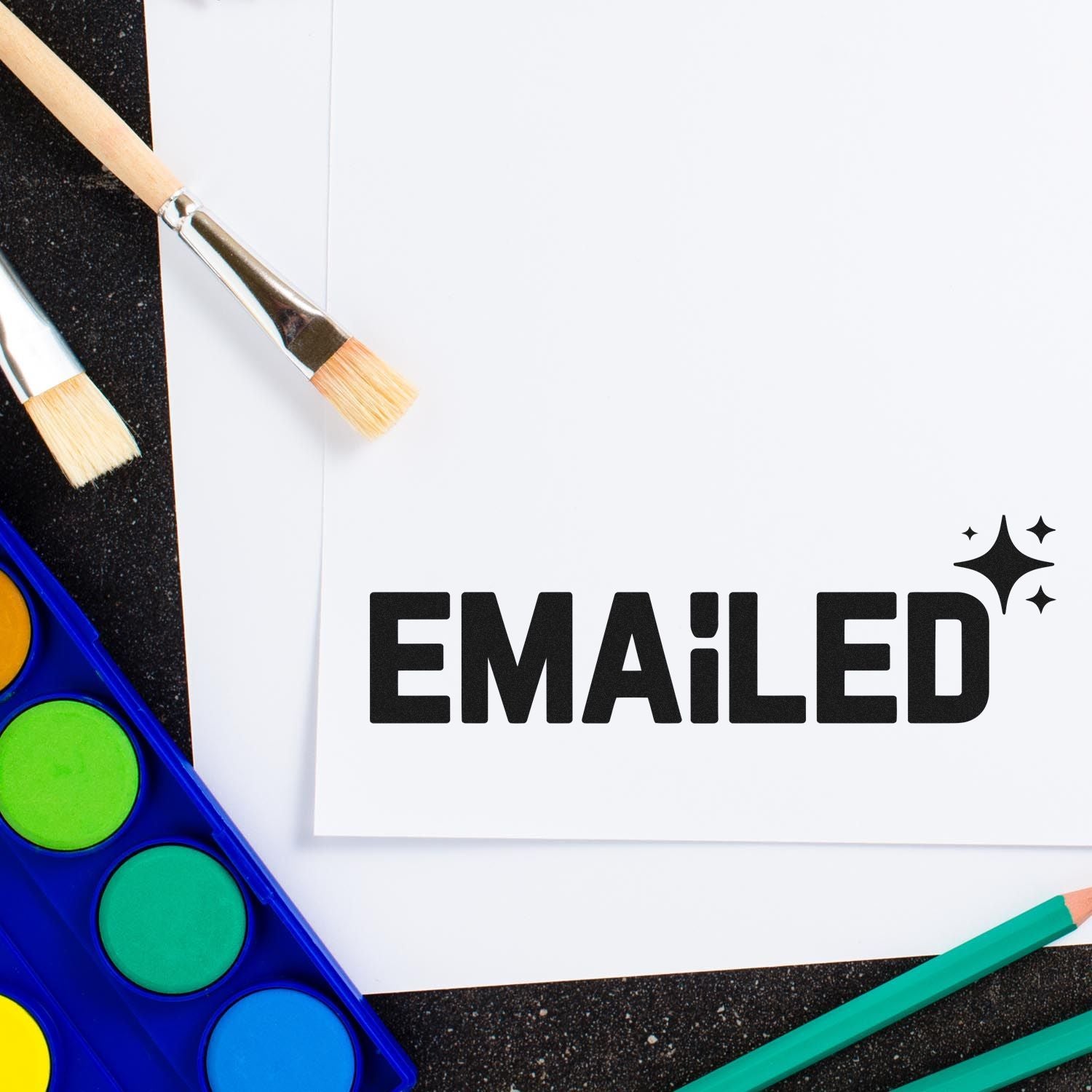 EMAILED rubber stamp impression on paper for marking documents and mail status