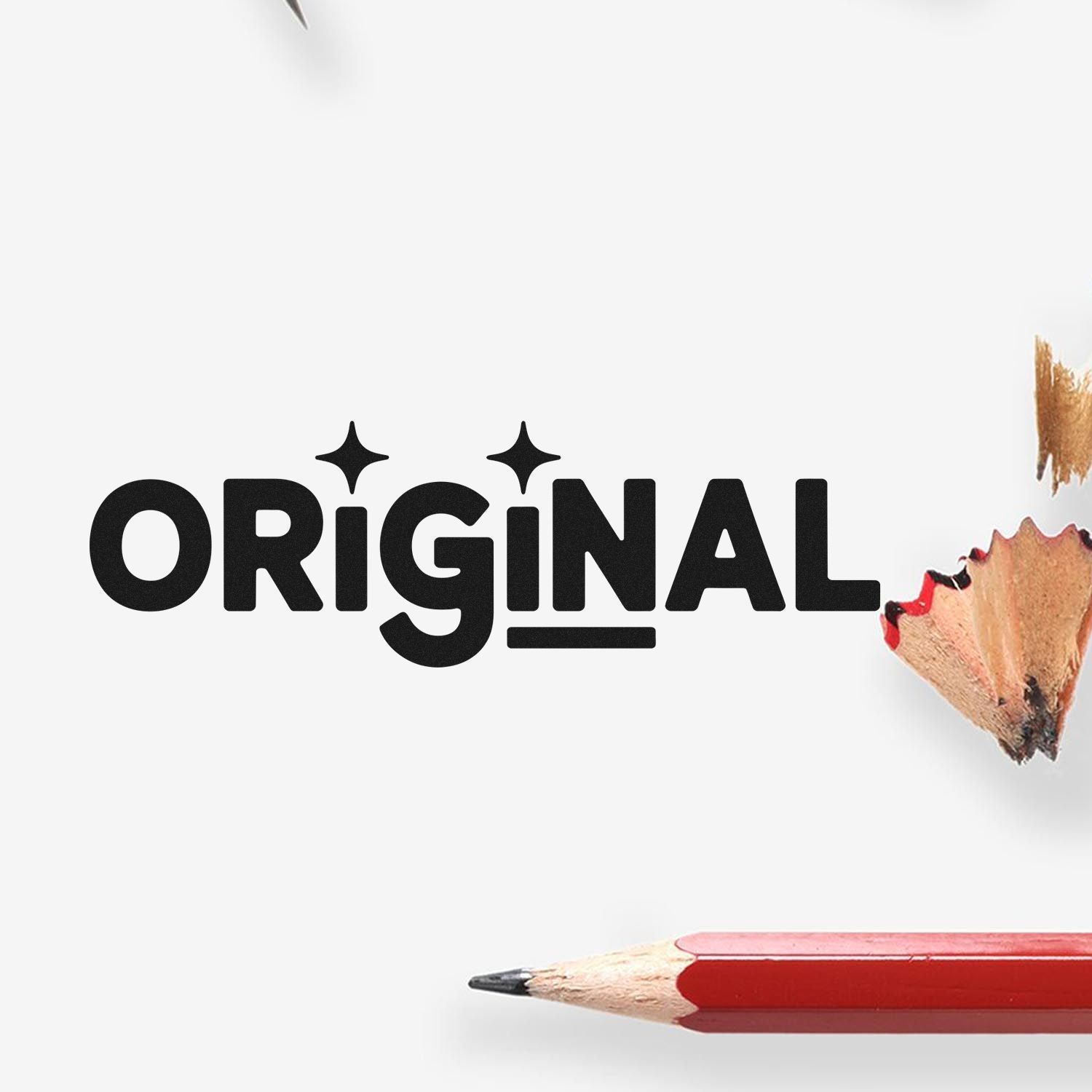 Original rubber stamp design with pencil graphic, ideal for custom branding, stationery, and creative craft projects.