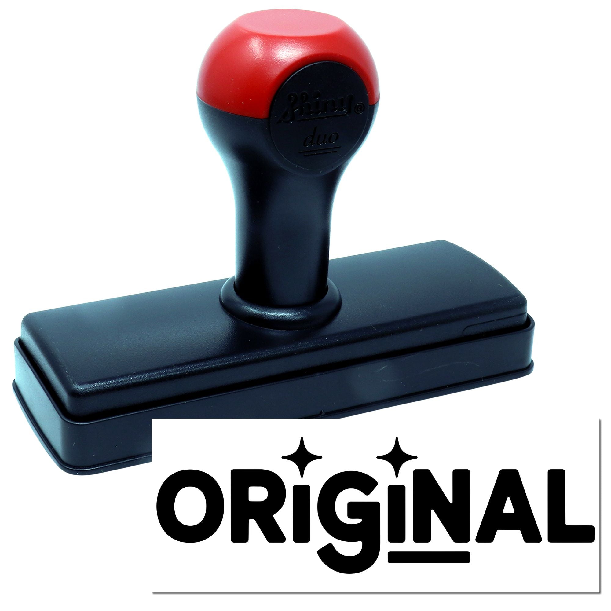 Self-inking rubber stamp with ORIGINAL imprint for branding, approvals, and document marking.