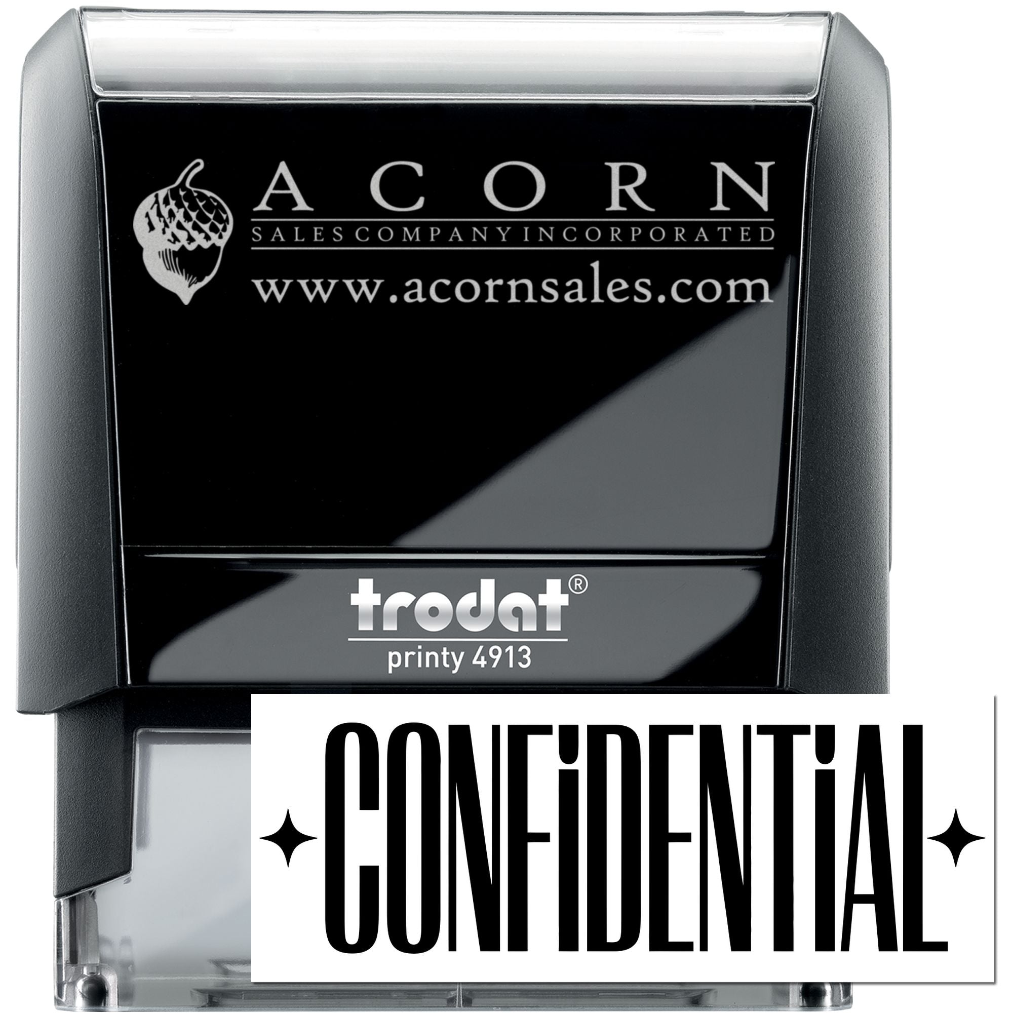 Custom self-inking rubber stamp with Confidential imprint, Trodat Printy 4913, for office document control