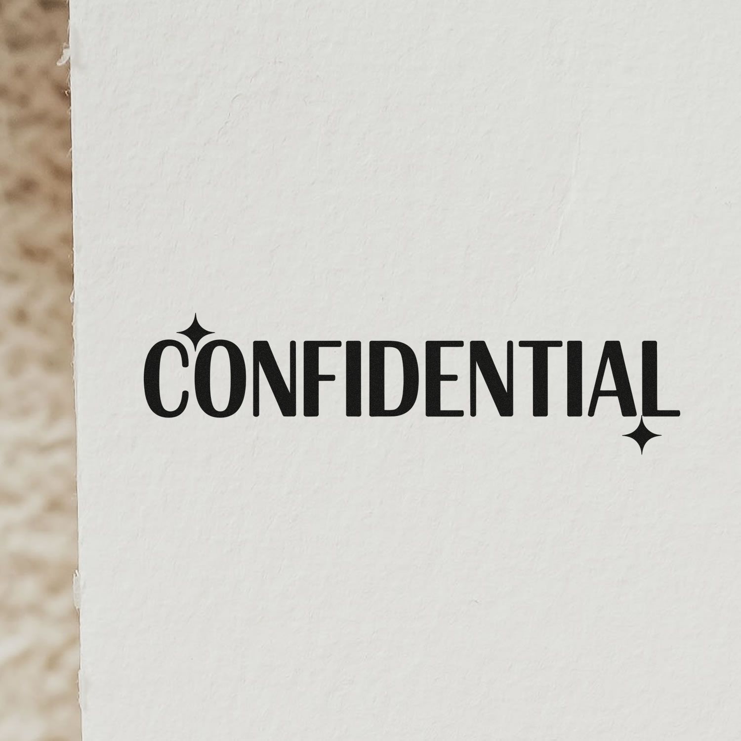 Confidential rubber stamp for marking sensitive documents on paper
