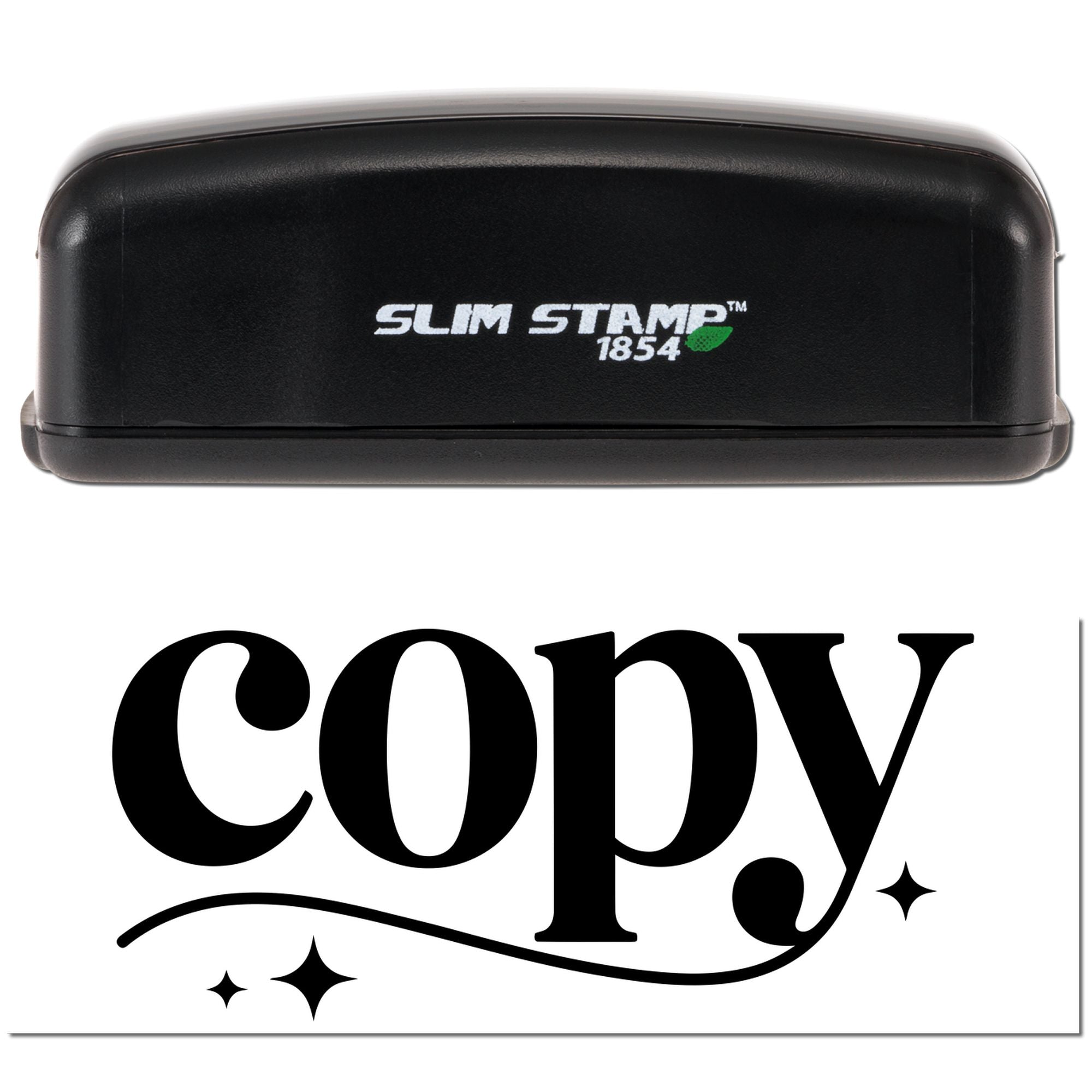 Slim Stamp 1854 rubber stamp with copy impression for document marking