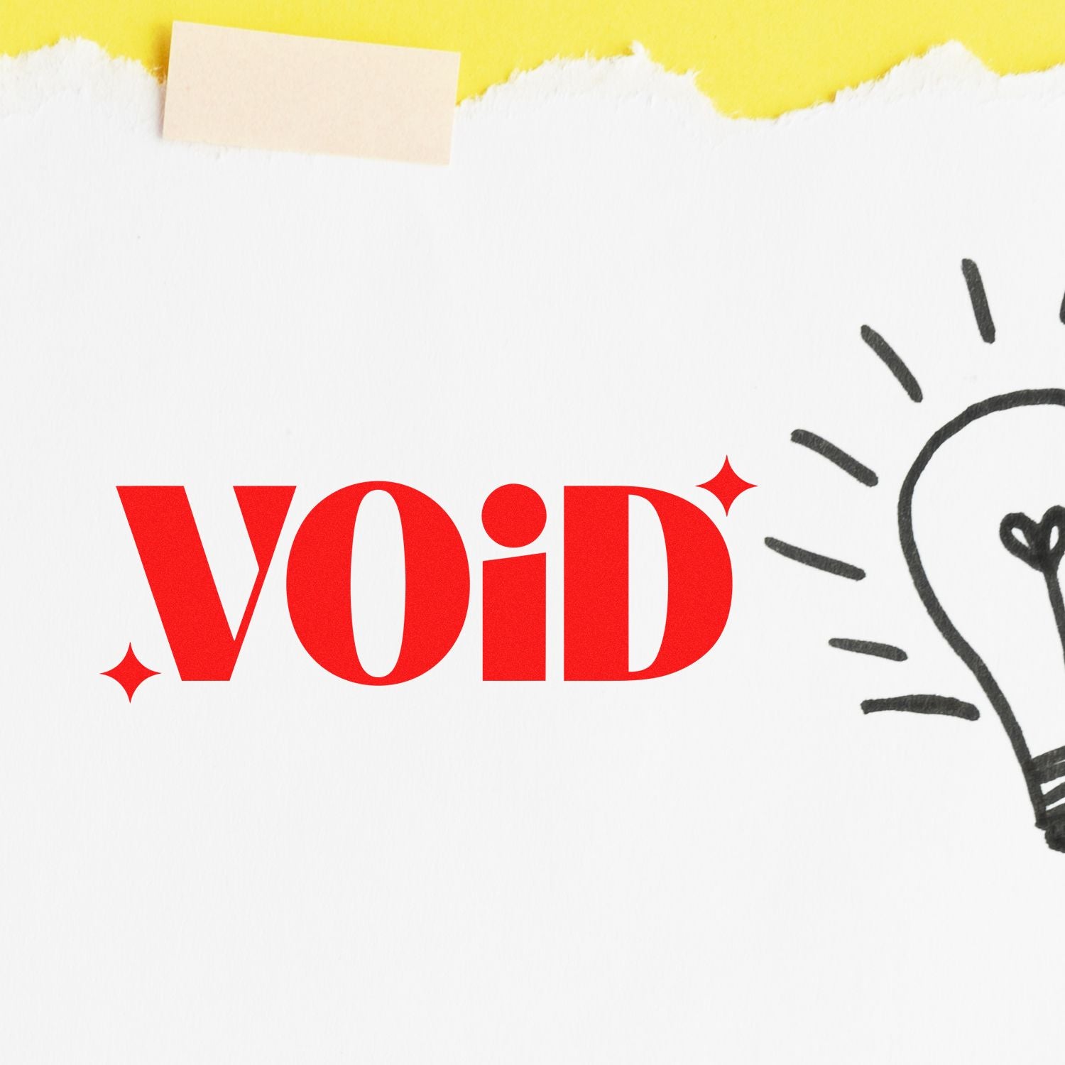 VOID rubber stamp on paper for document cancellation and office labeling.